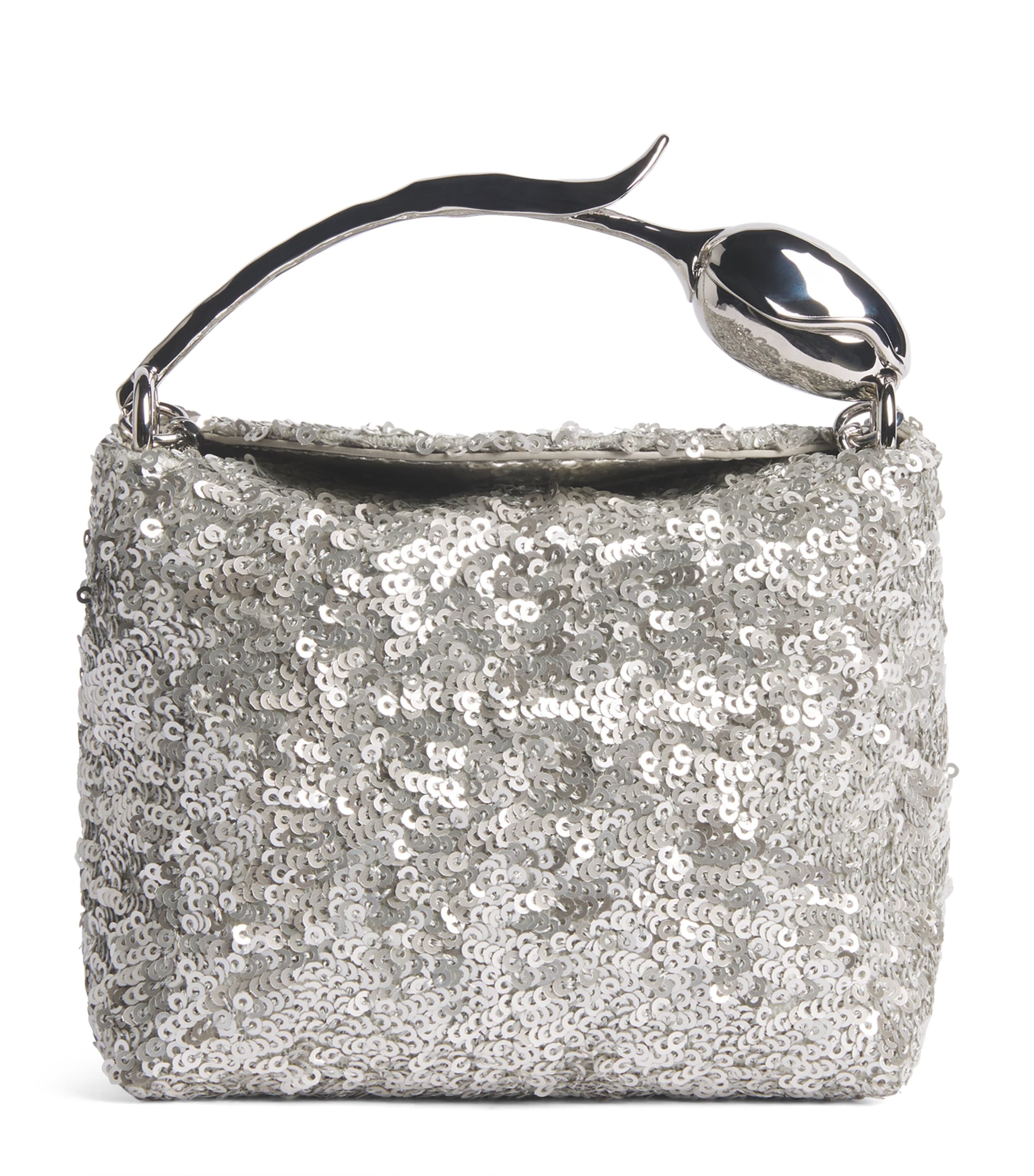 Erdem Mini Sequin-Embellished Bloom Top-Handle Bag Silver