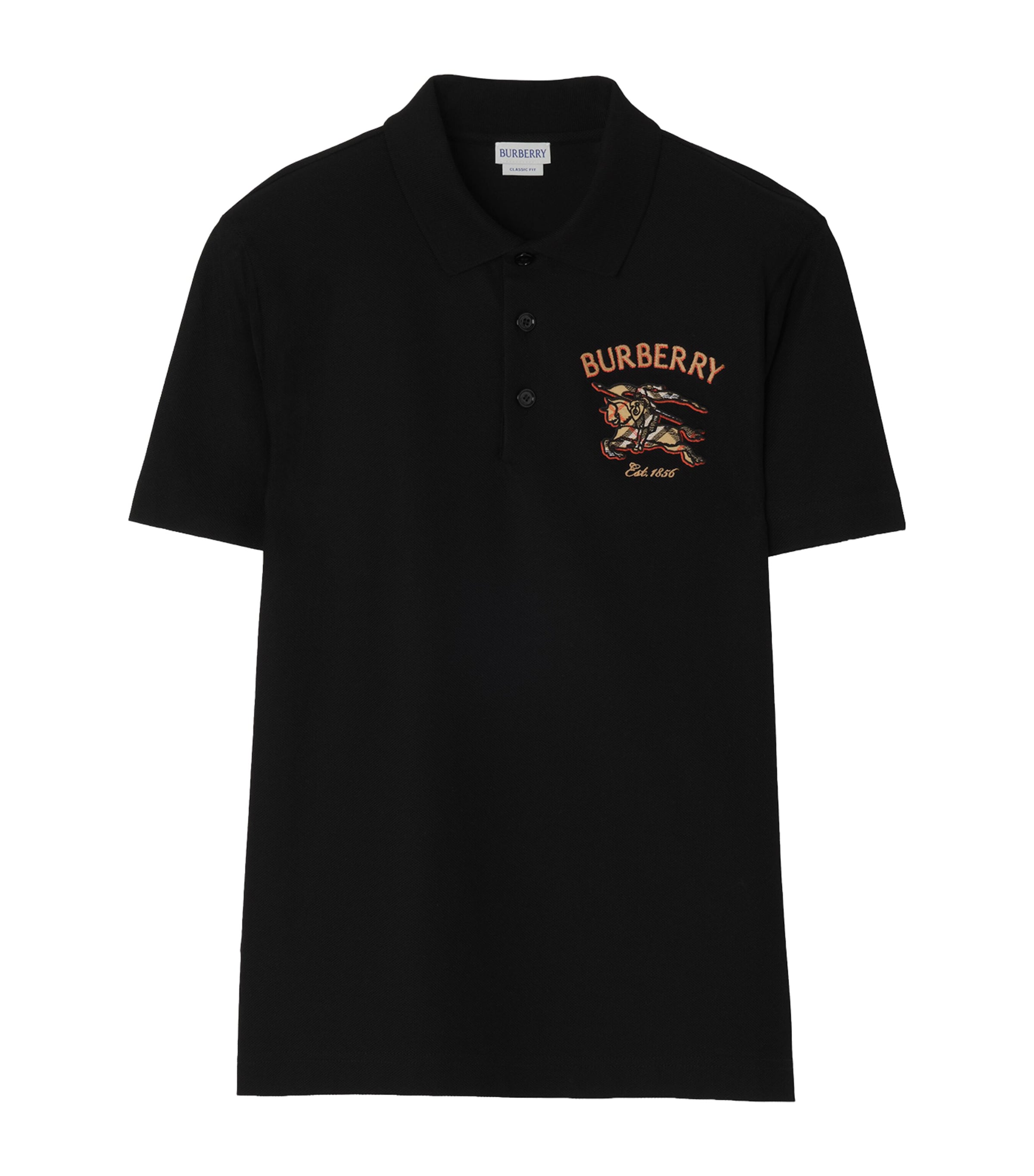 Burberry Mens Cotton EKD Appliqué Polo Shirt Black