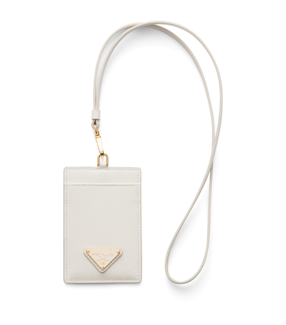 Prada Saffiano Leather Luggage Tag Neutral