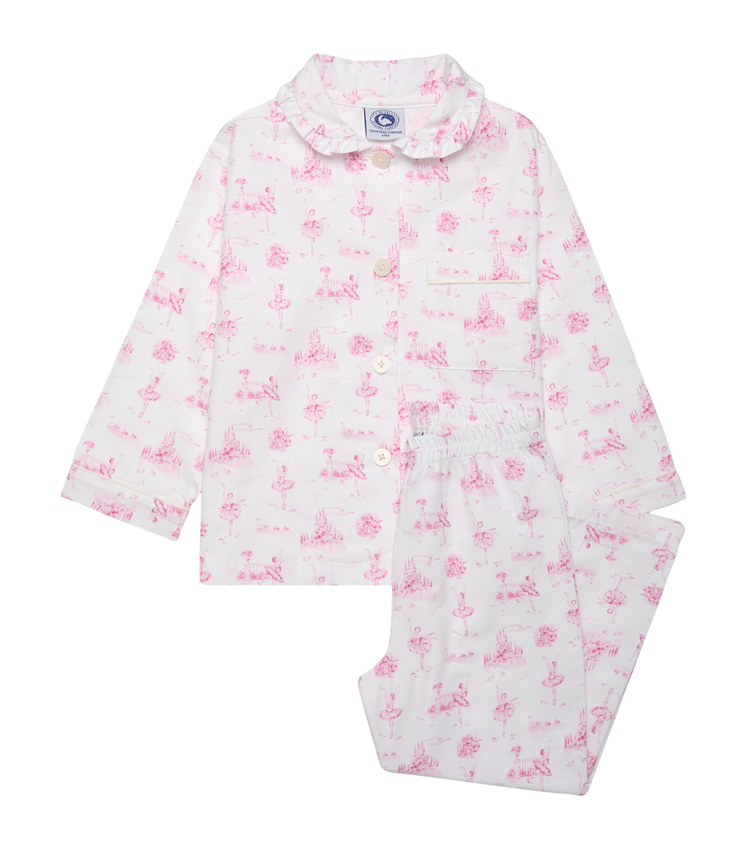 Trotters Ballerina Toile De Jouy Pyjama Set (1-5 Years) White