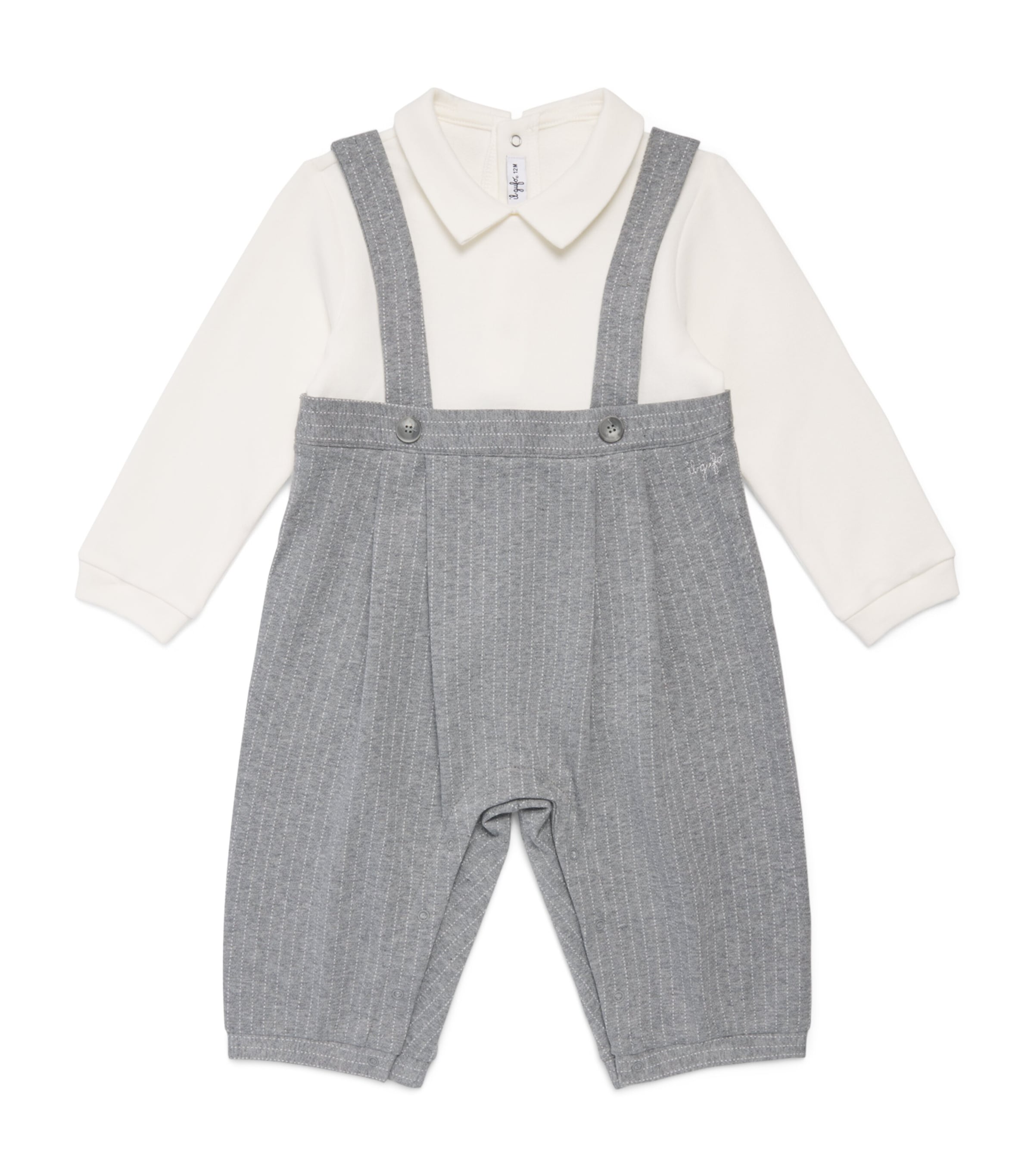 Il Gufo Cotton-Blend Collar Playsuit (1-18 Months) Dark Grey