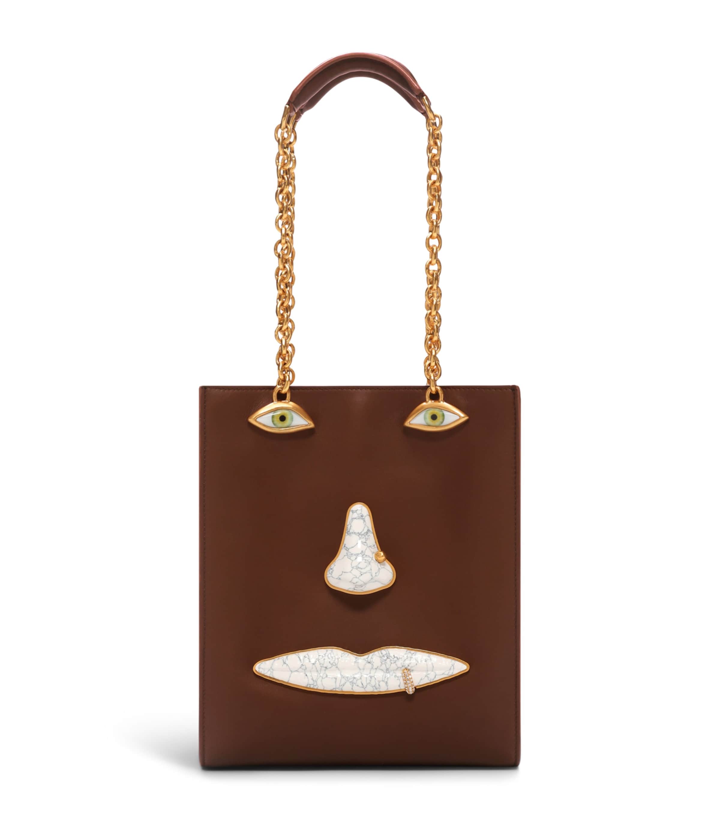 Schiaparelli Leather Face Top-Handle Bag Taupe
