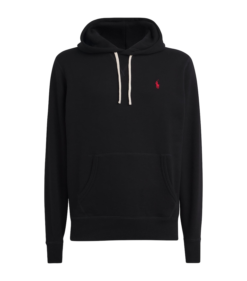 Polo Ralph Lauren Mens Double-Knit Logo Hoodie Polo Black