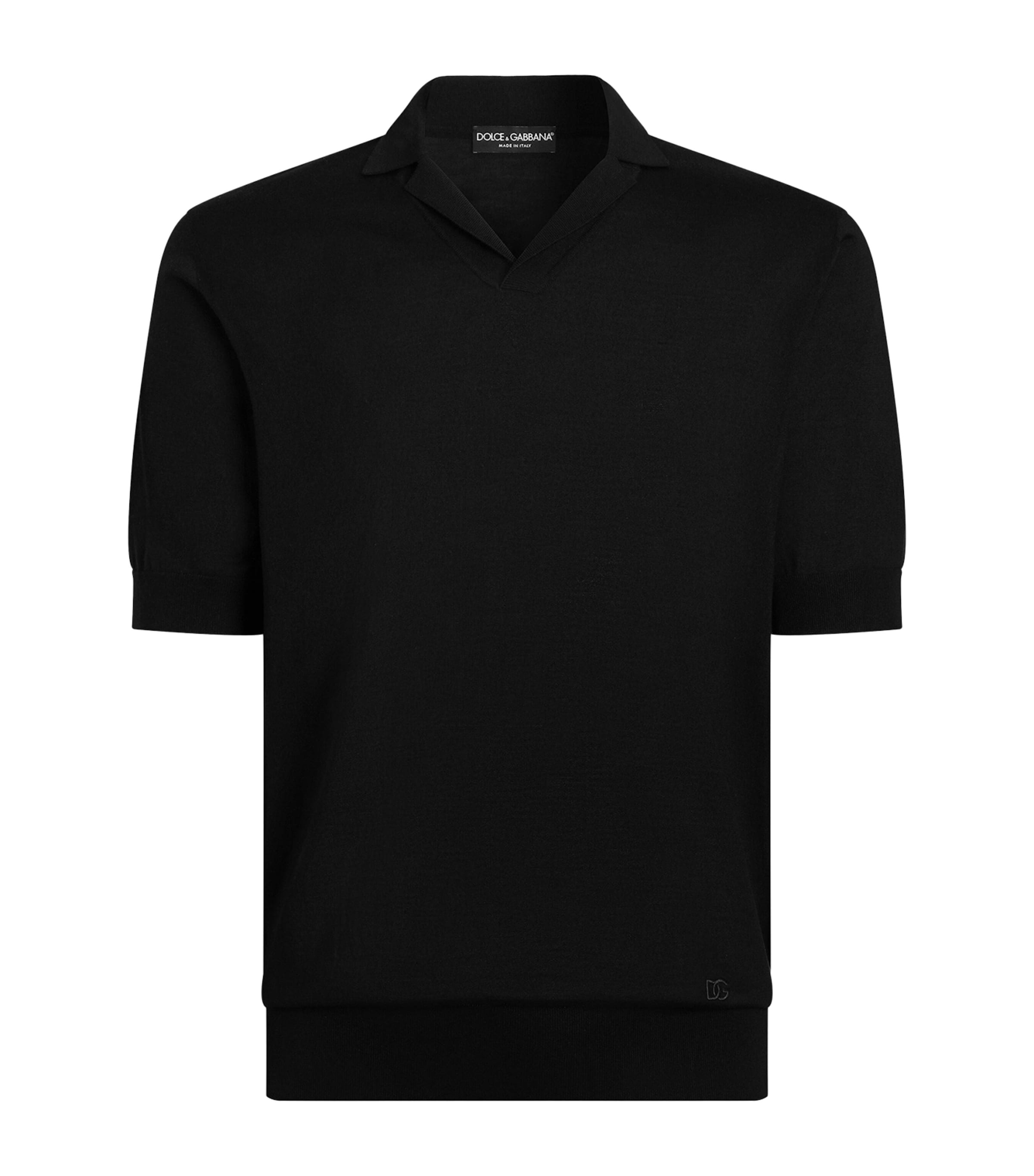 Dolce&Gabbana Mens Silk Polo Shirt Black