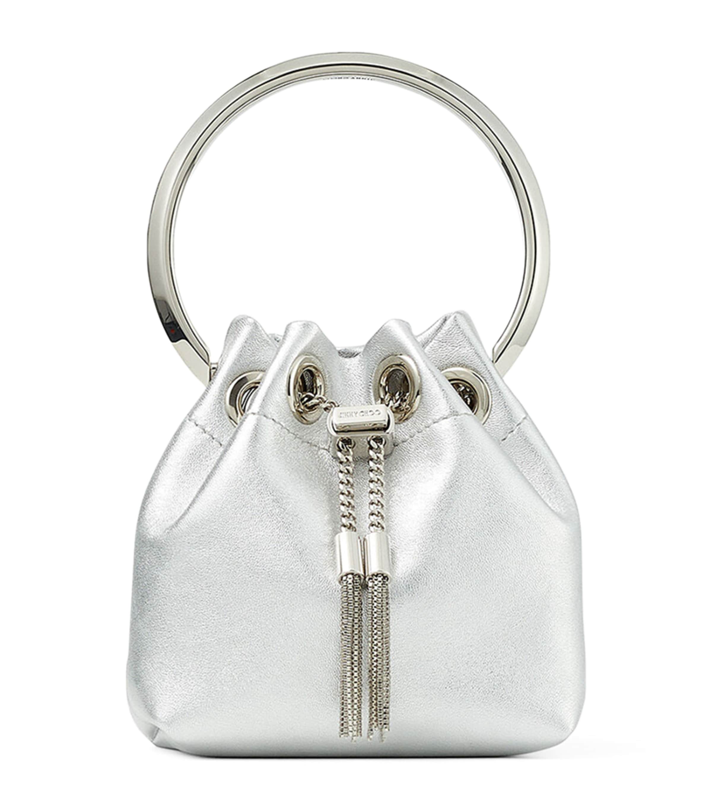 Jimmy Choo Micro Bon Bon Top-Handle Bag Silver