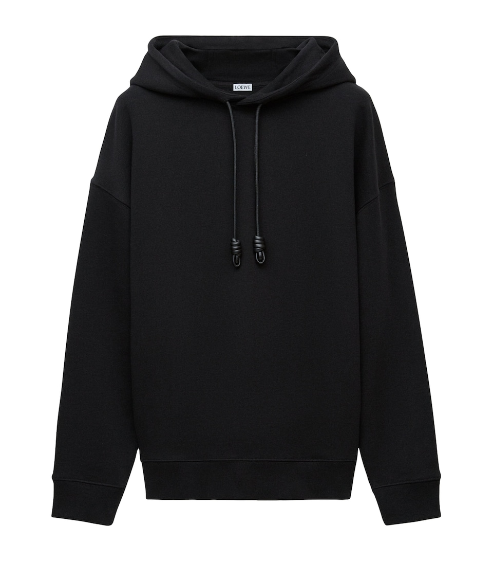 Cotton-Blend Leather-Anagram Hoodie