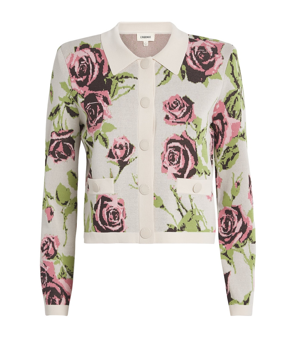 L'Agence Womens Floral Osiris Cardigan Emr Ecr/mv Rmntc Rse