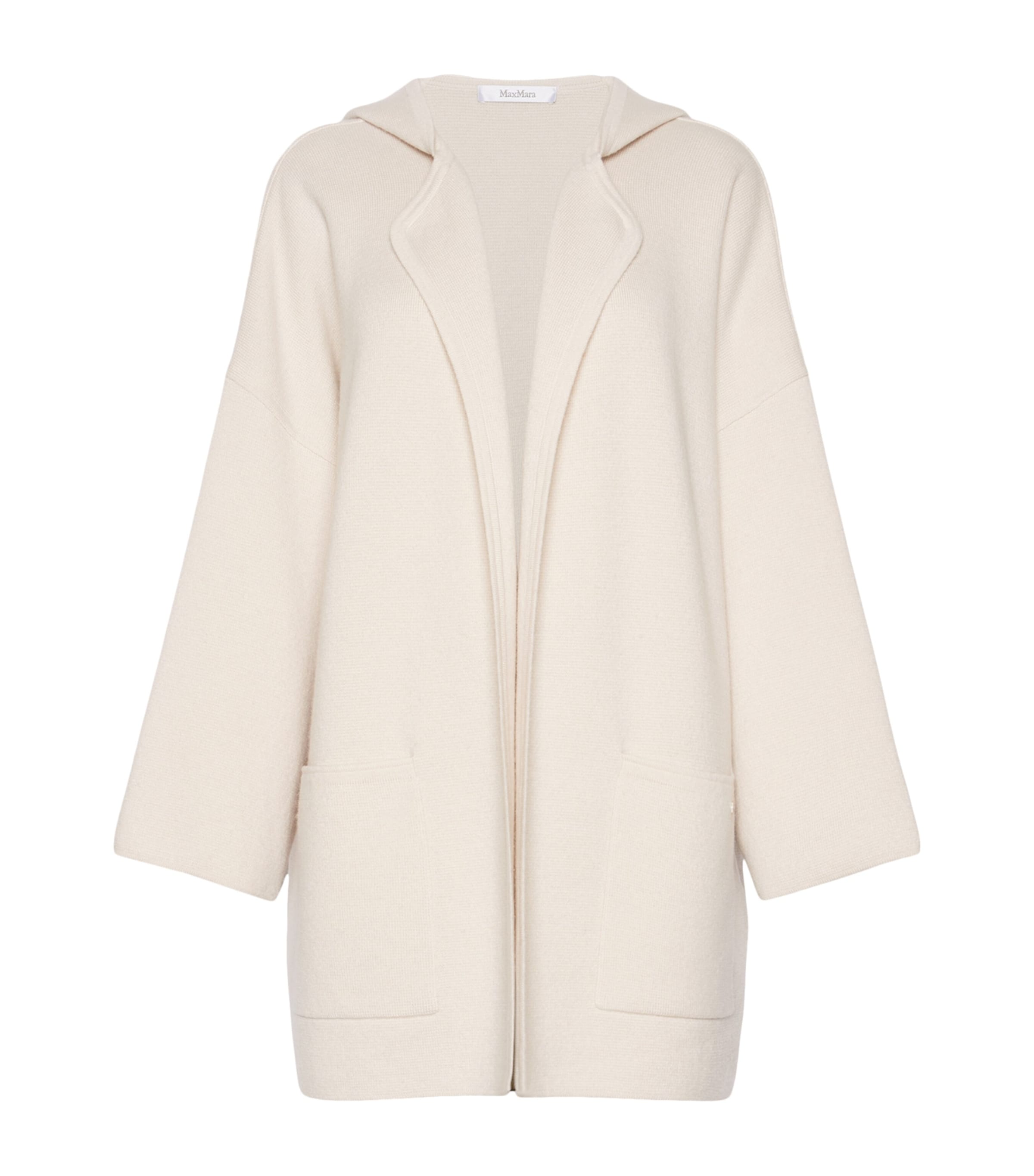 Max Mara Womens Wool-Cashmer Hooded Cardigan Beige