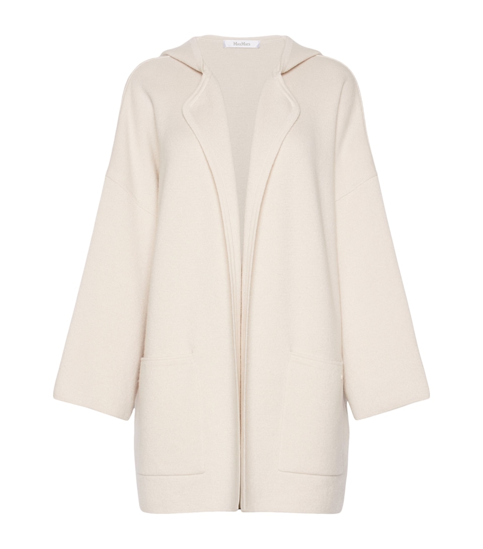 Max Mara Womens Wool-Cashmer Hooded Cardigan Beige