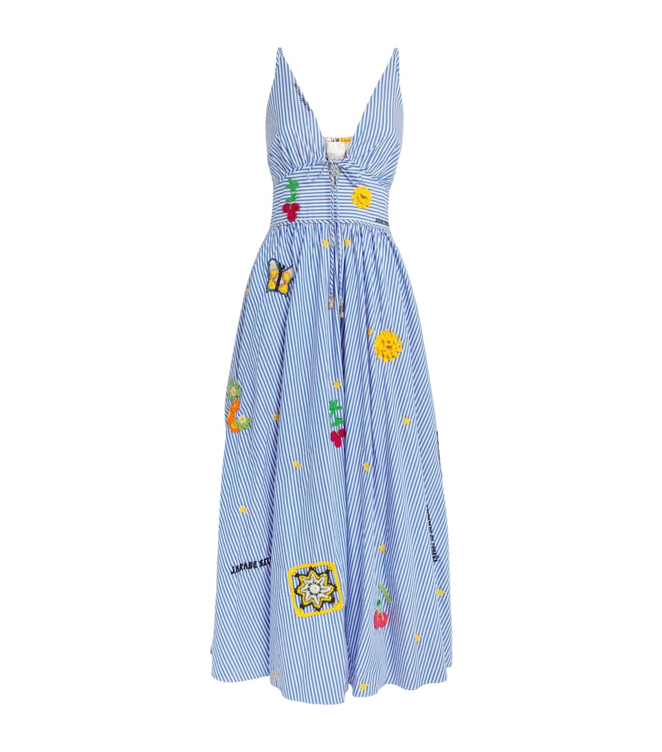 Camilla Womens Cotton Appliquéd Midi Dress Magic Of The Mercado