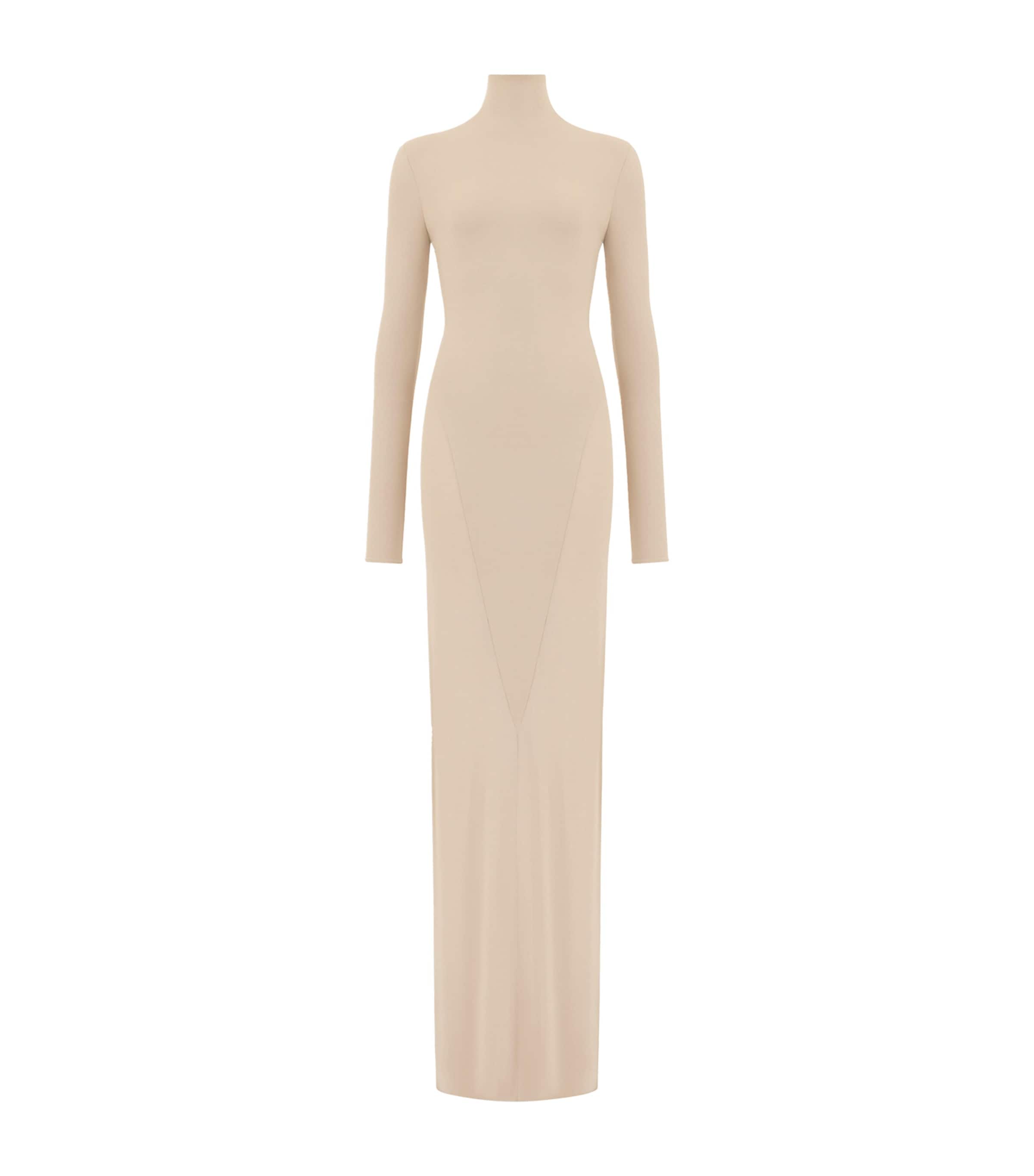 Alaïa Womens Jersey High-Neck Maxi Dress Mole