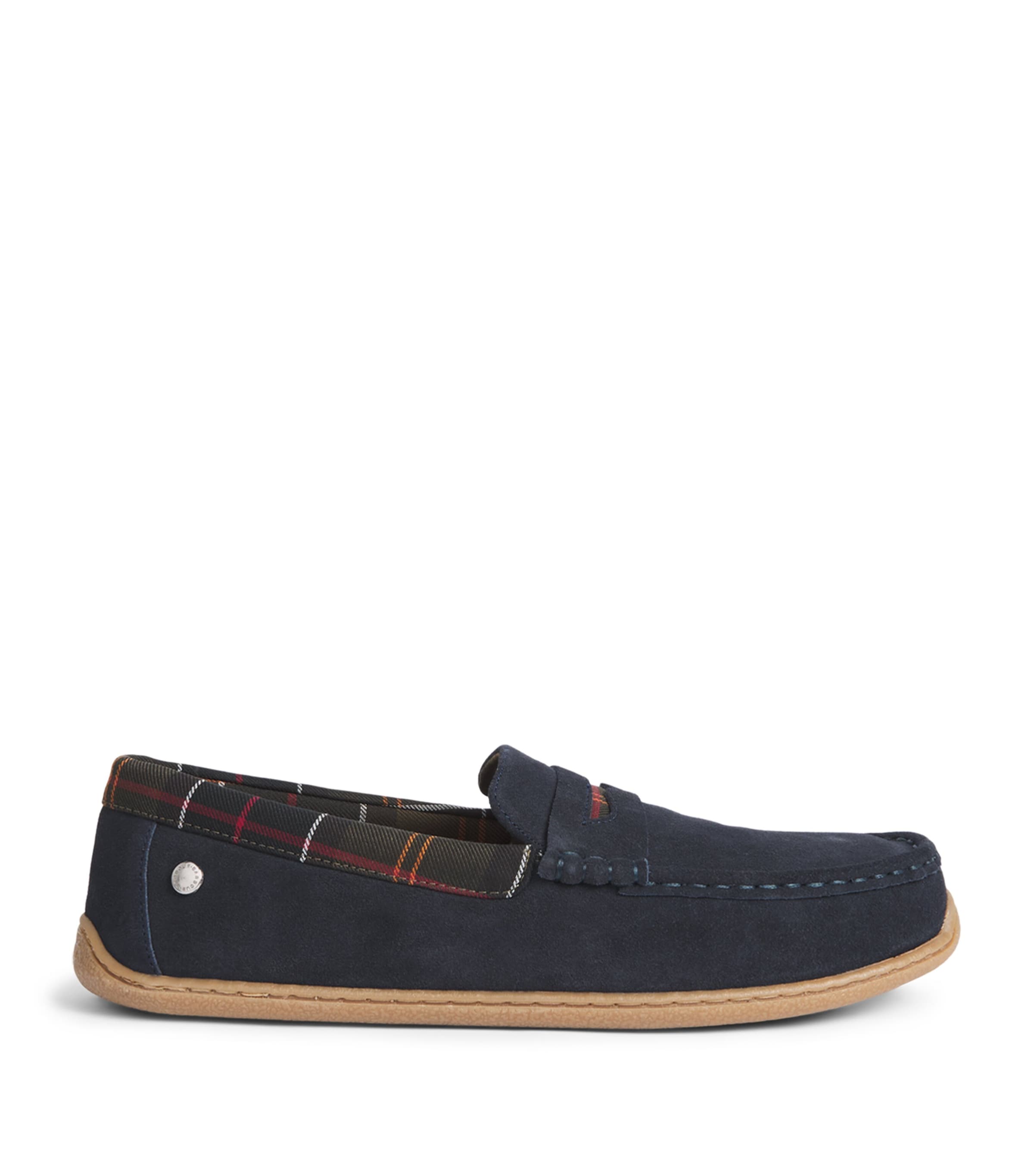 Barbour Suede Albert Slippers Navy Suede
