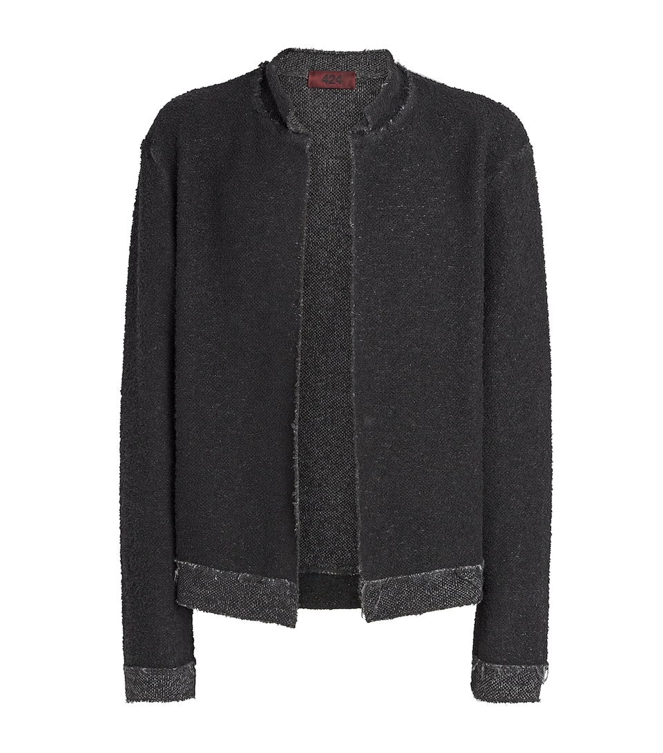 424 Mens Cotton-Blend Distressed Cardigan Wash Blk