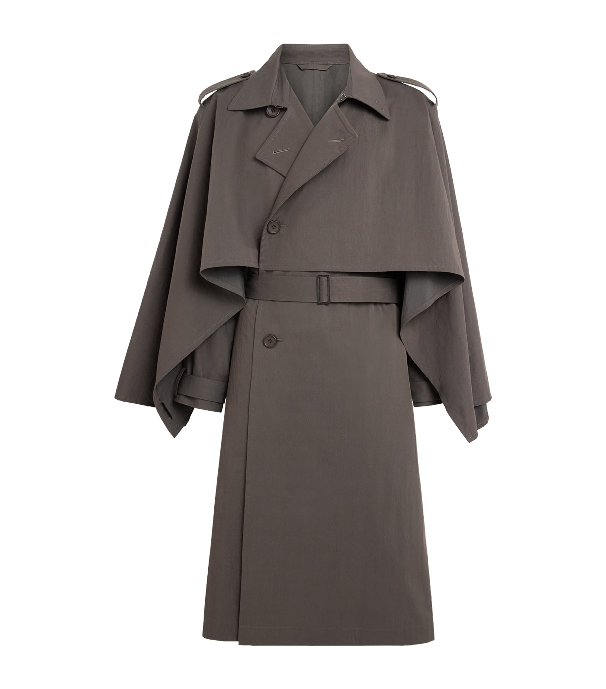 IM MEN Mens Overlap Trench Coat Brown