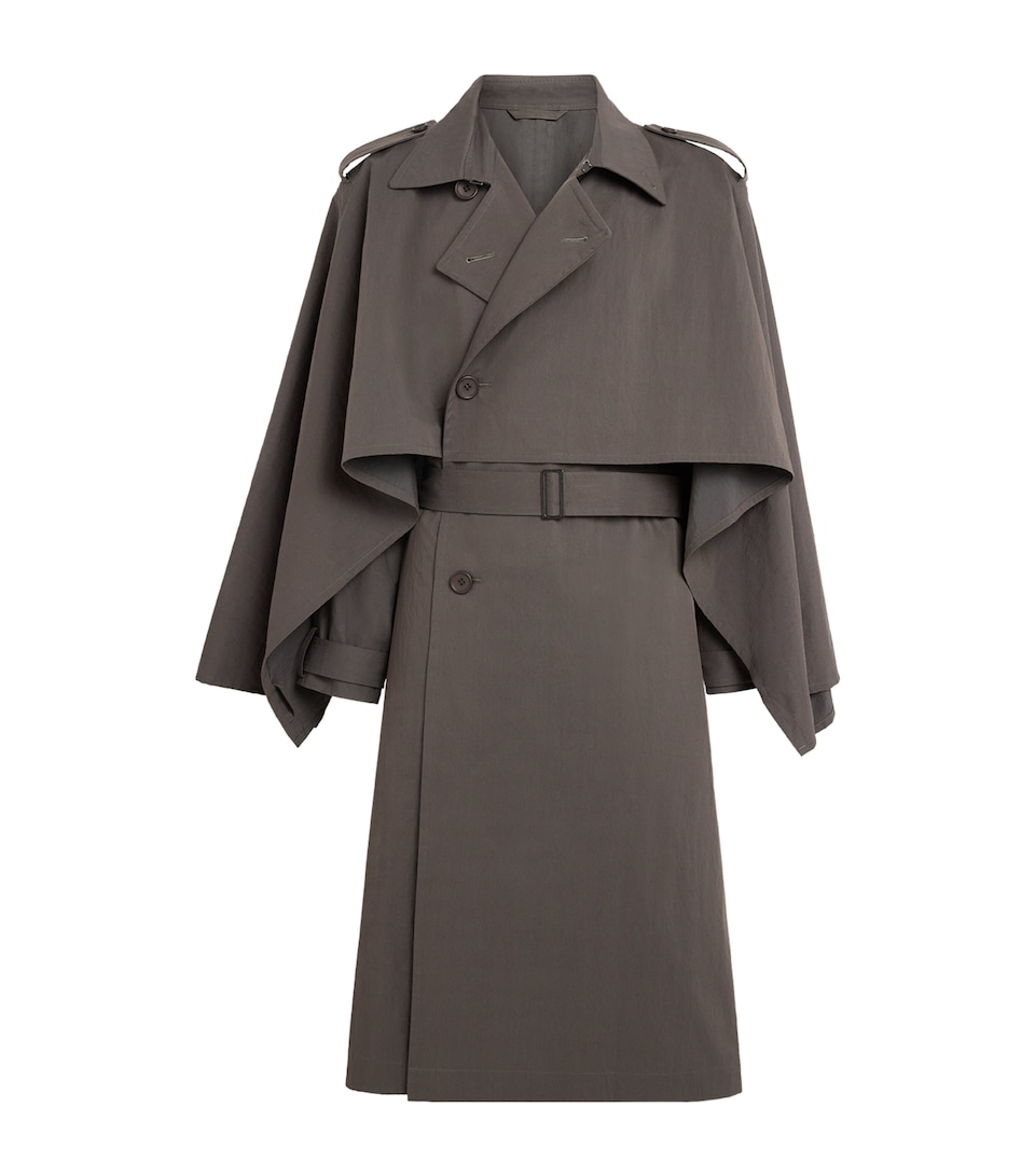 IM MEN Mens Overlap Trench Coat Brown