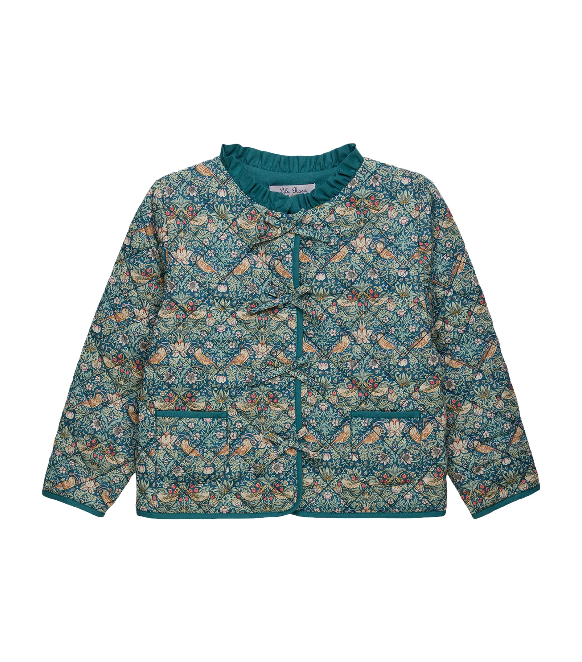 Trotters Cotton Strawberry Thief Quilted Jacket (2-5 Years) Teal