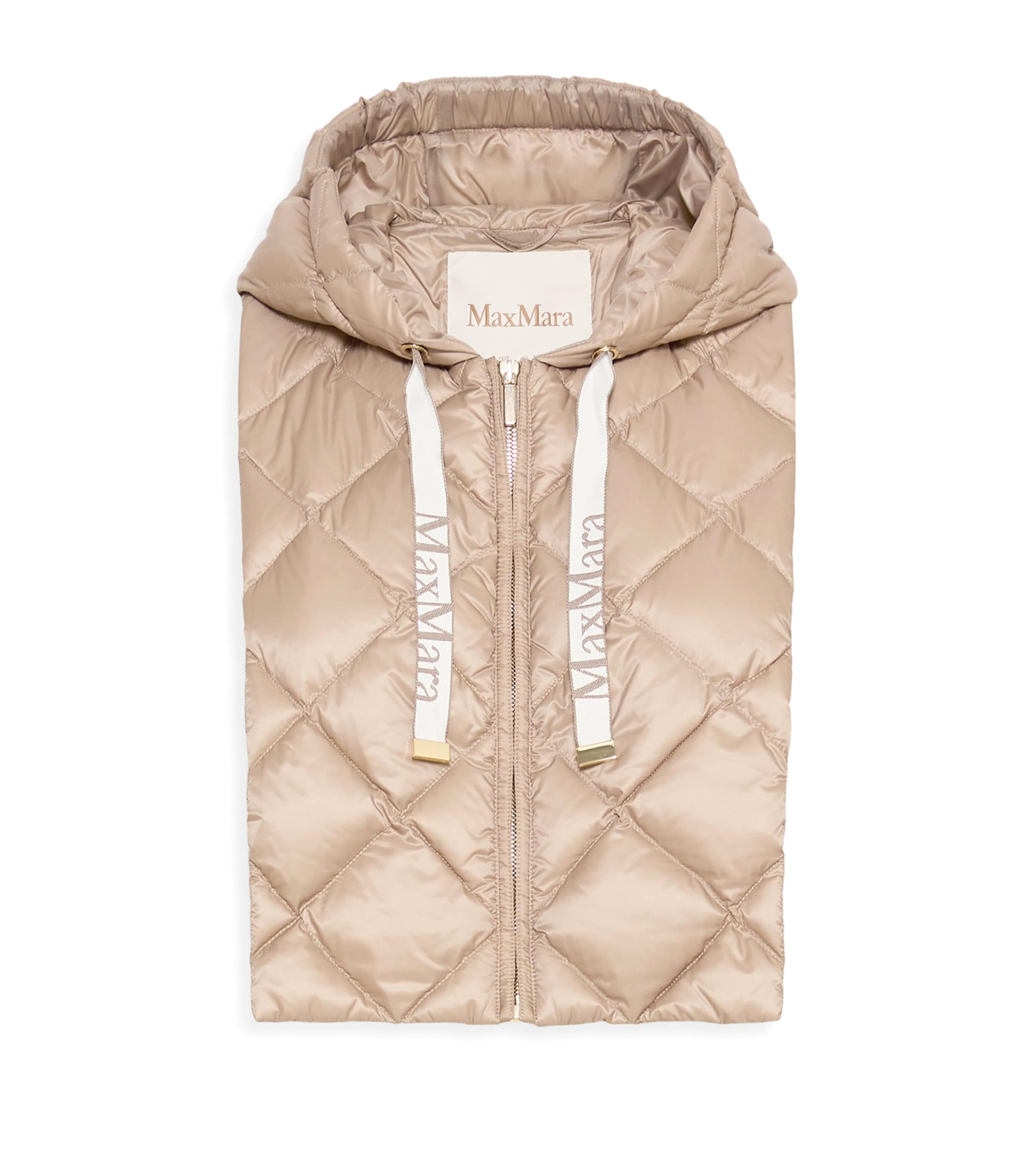 Max Mara Down-Padded Hooded Collar Beige