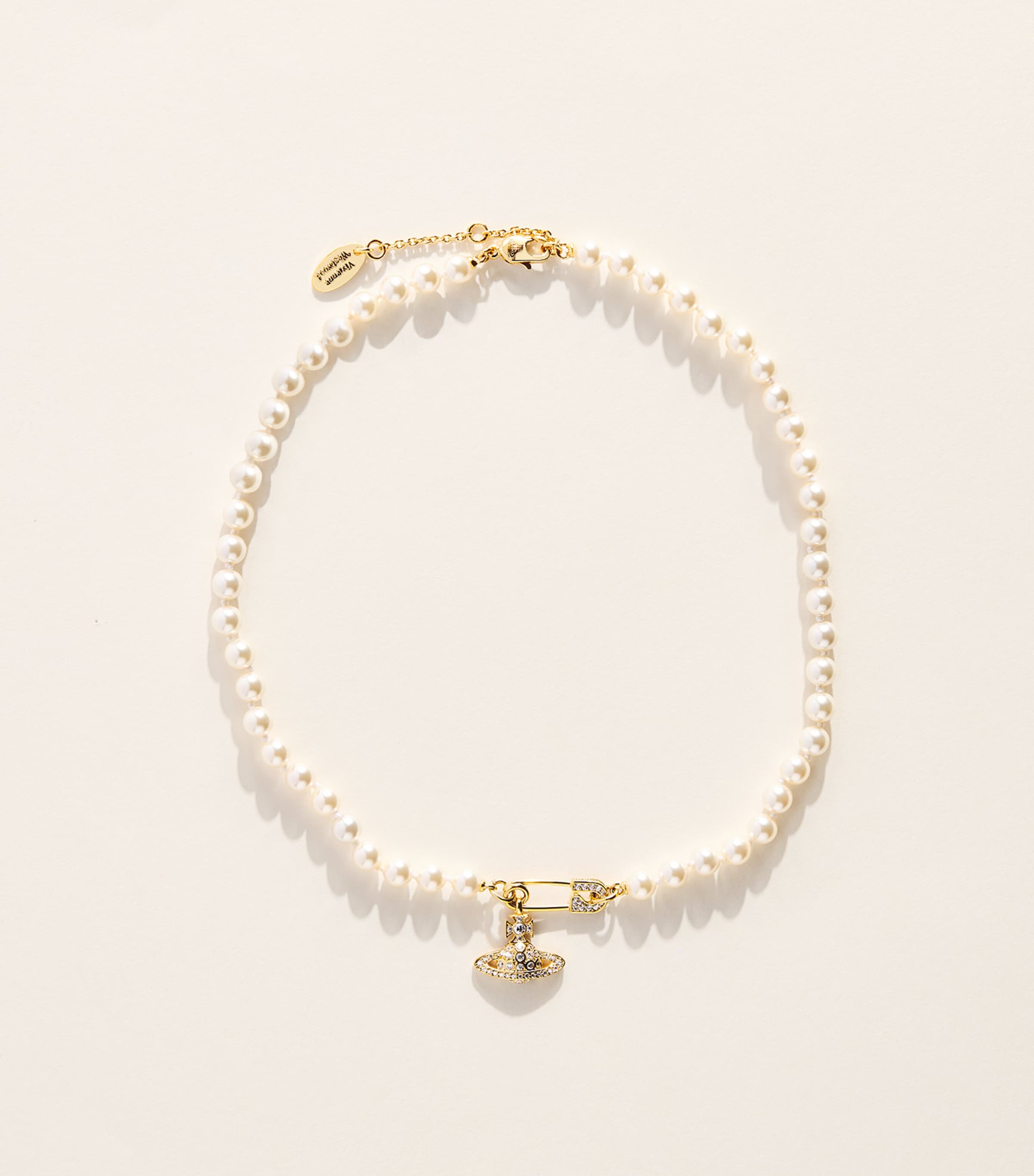 Vivienne Westwood Faux Pearl Lucrece Choker Gold Lt Crmrse Wt Cz