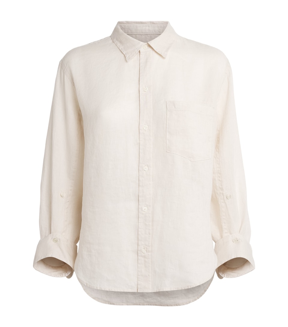 Citizens of Humanity Womens Linen Shrunken Kayla Shirt Pale Stone