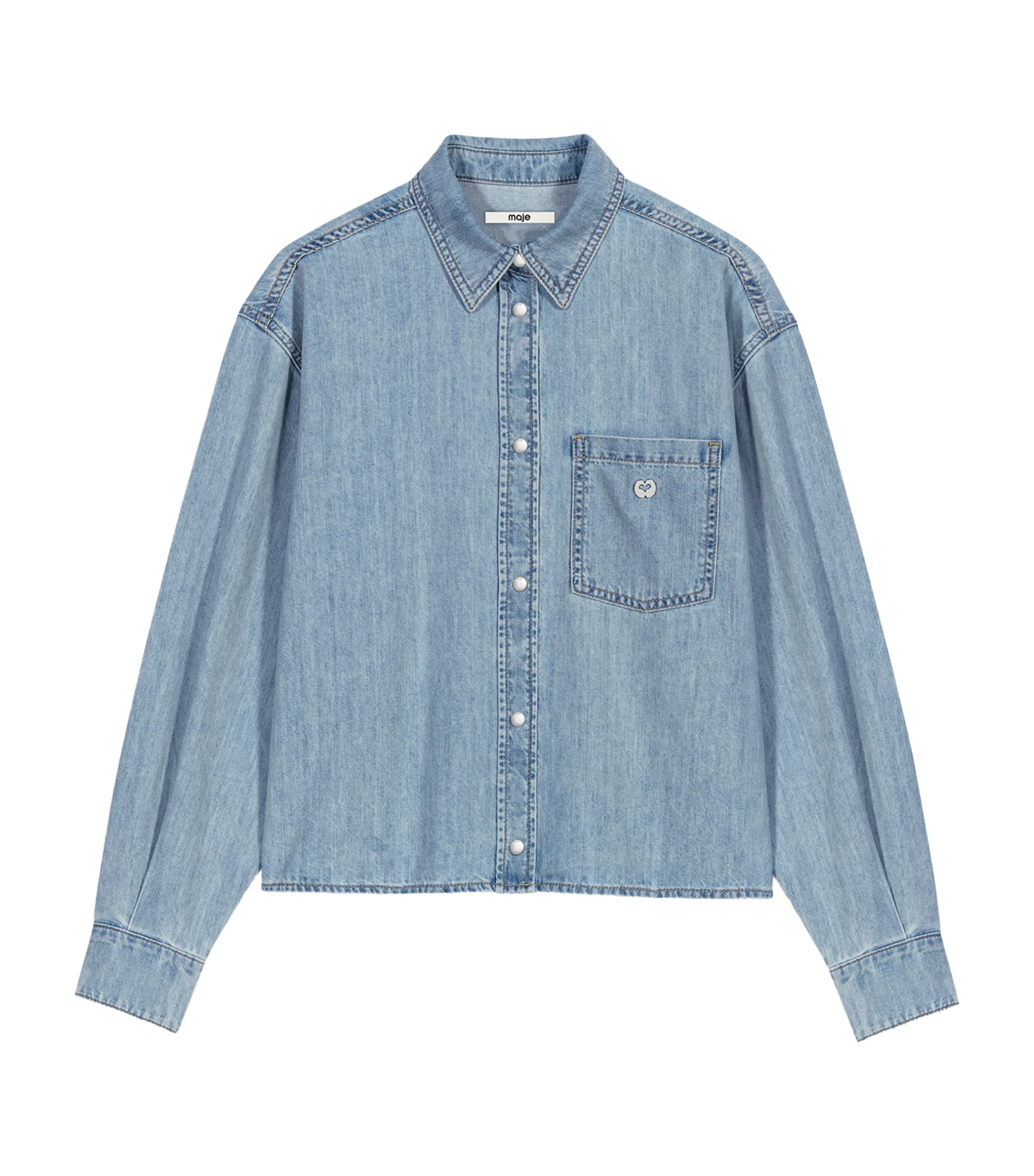 Maje Womens Denim Logo Shirt Blue