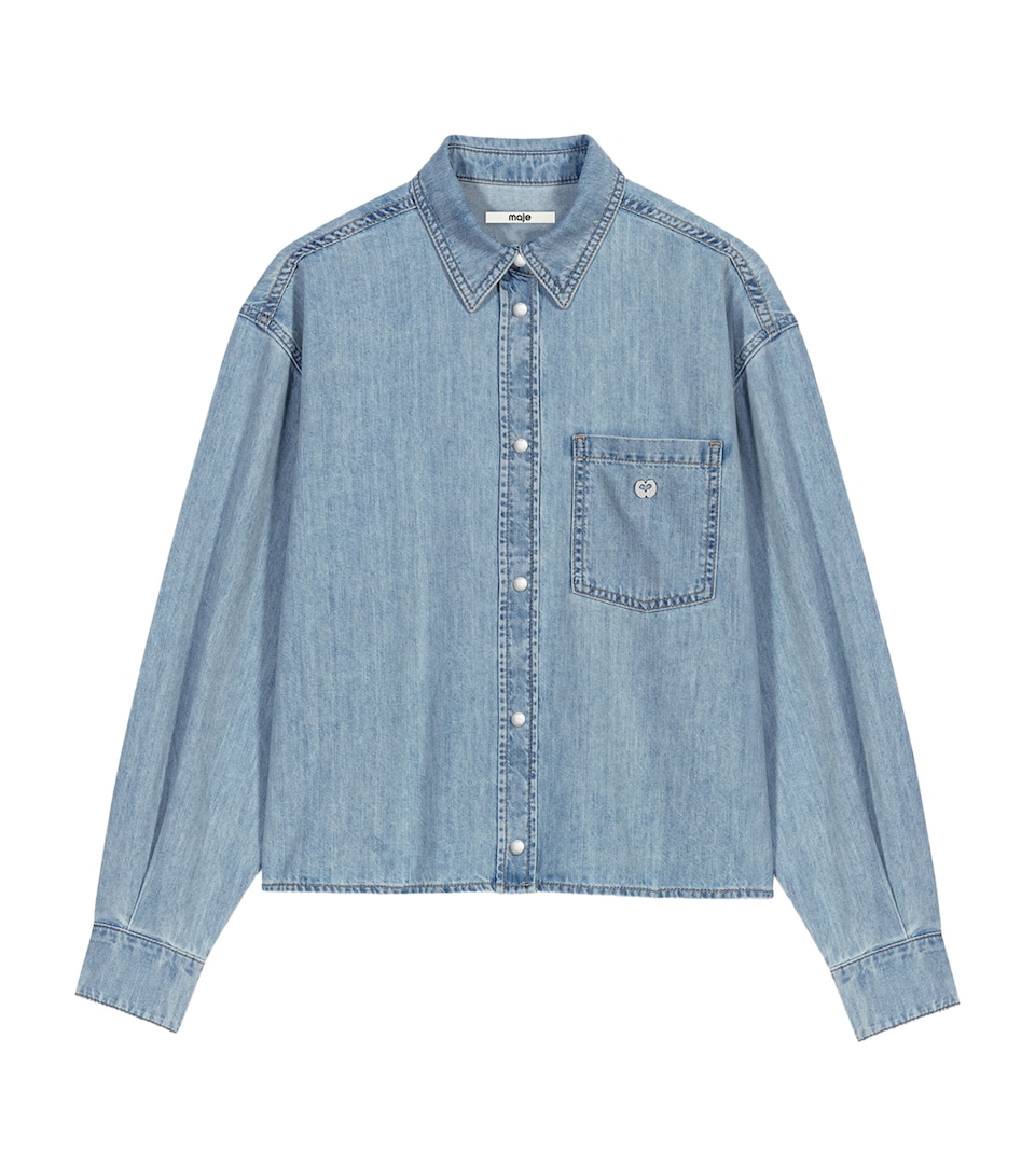 Maje Womens Denim Logo Shirt Blue