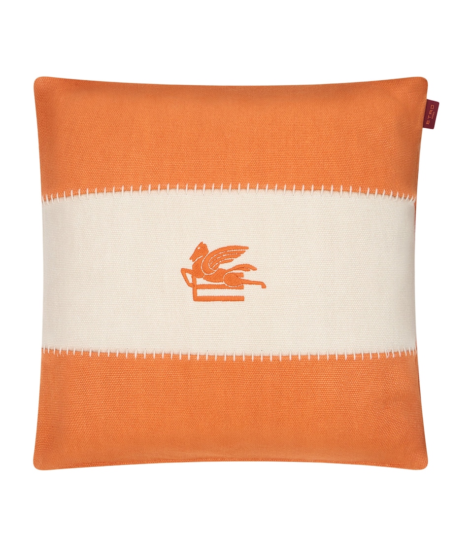 Linen Pegaso Embroidered Cushion (45cm x 45cm)