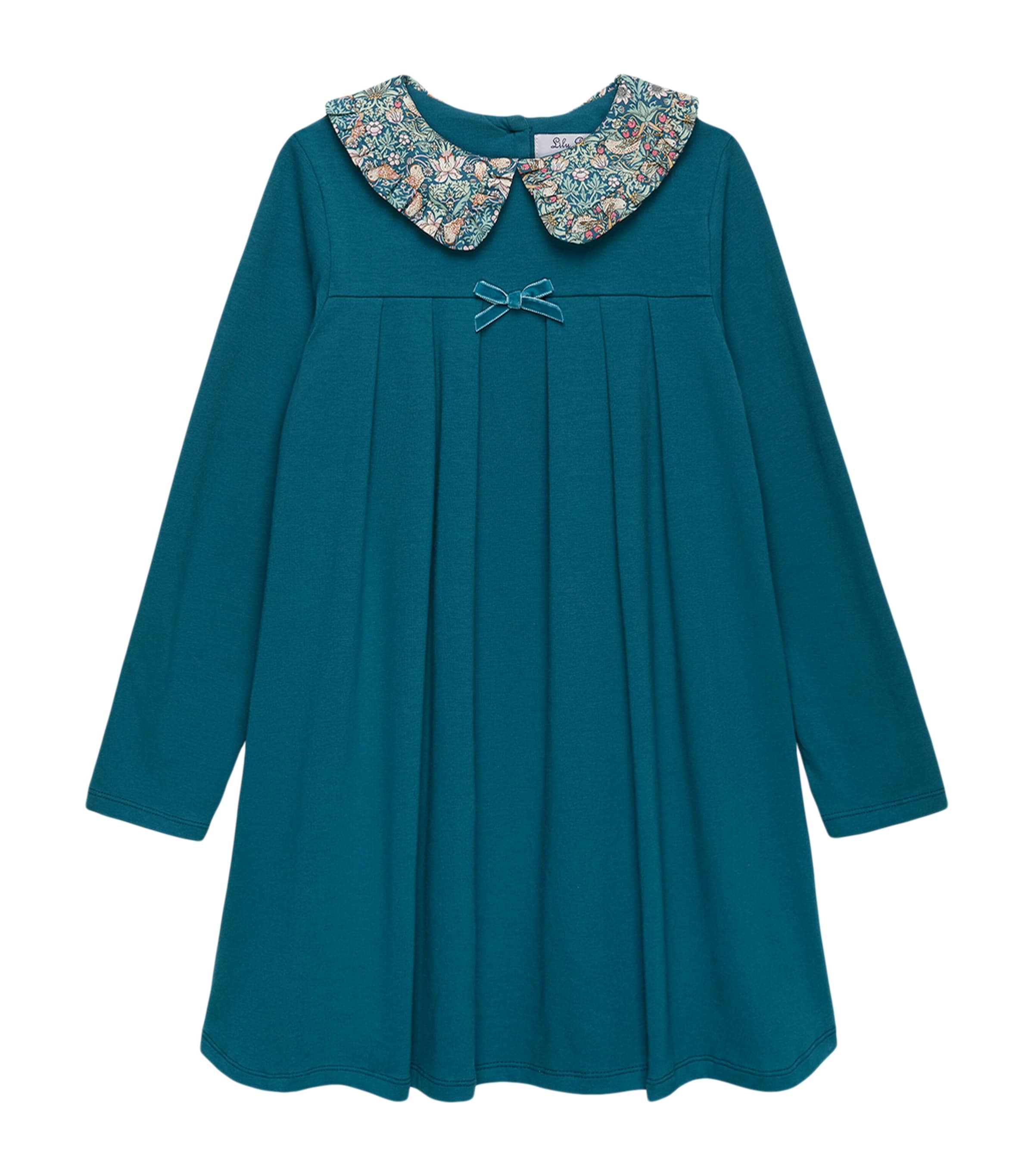 Trotters Stretch-Cotton Strawberry Thief Dress (6-11 Years) Green
