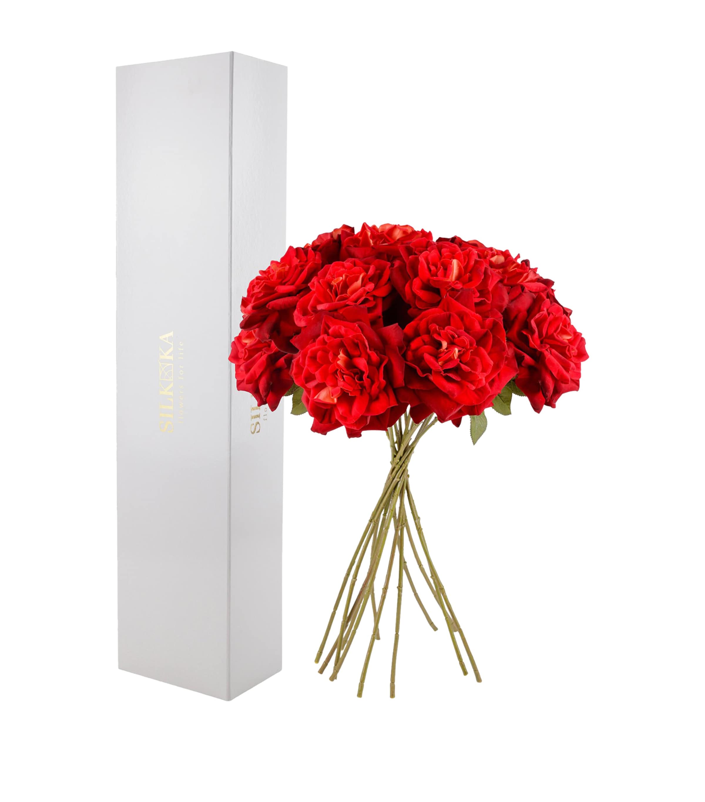 Silk-ka Artificial Rose Flower Bouquet Red