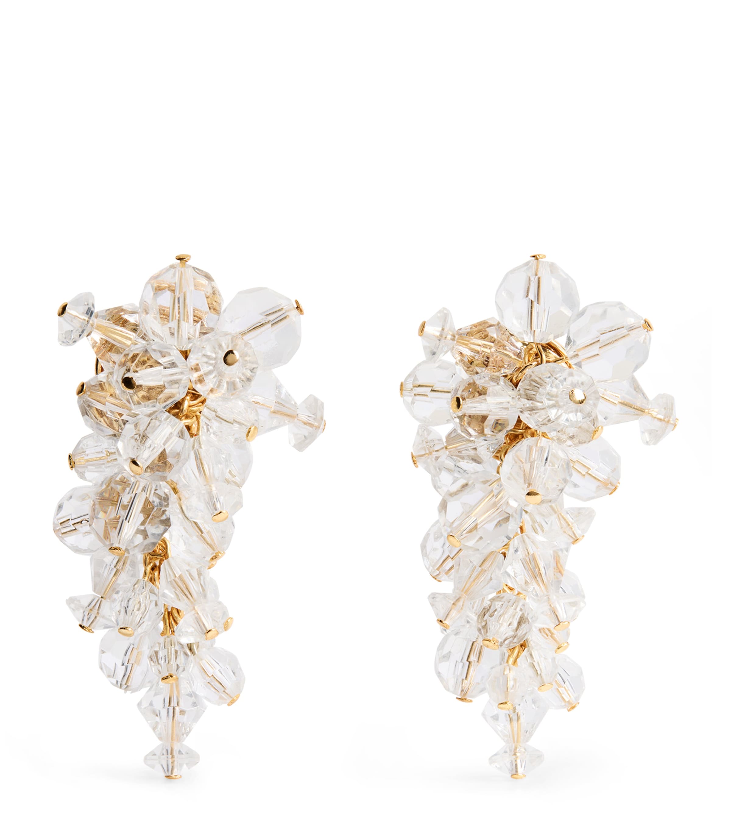 Carolina Herrera Beaded Cluster Earrings Clear