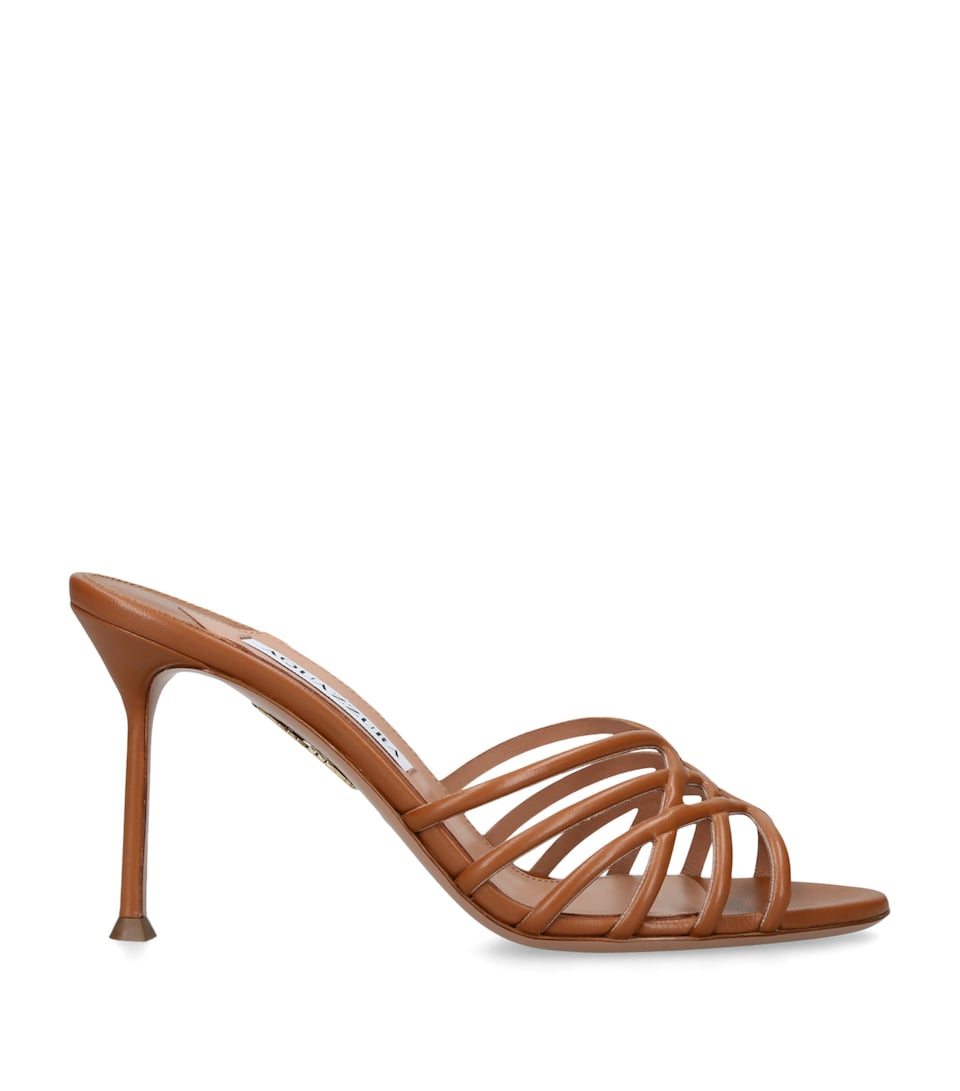 Aquazzura Leather Wild Dream Mules 85 Mid Brown