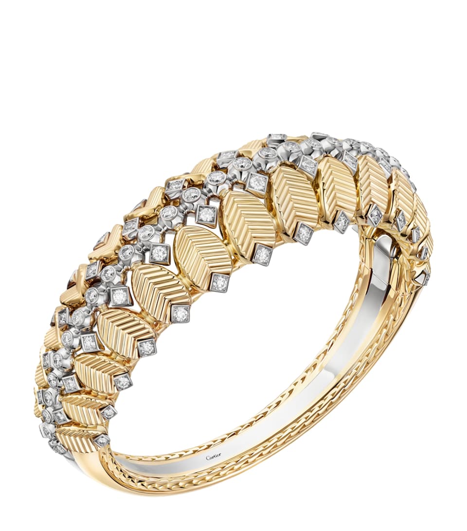 Yellow Gold, White Gold and Diamond Grain de Café Bracelet
