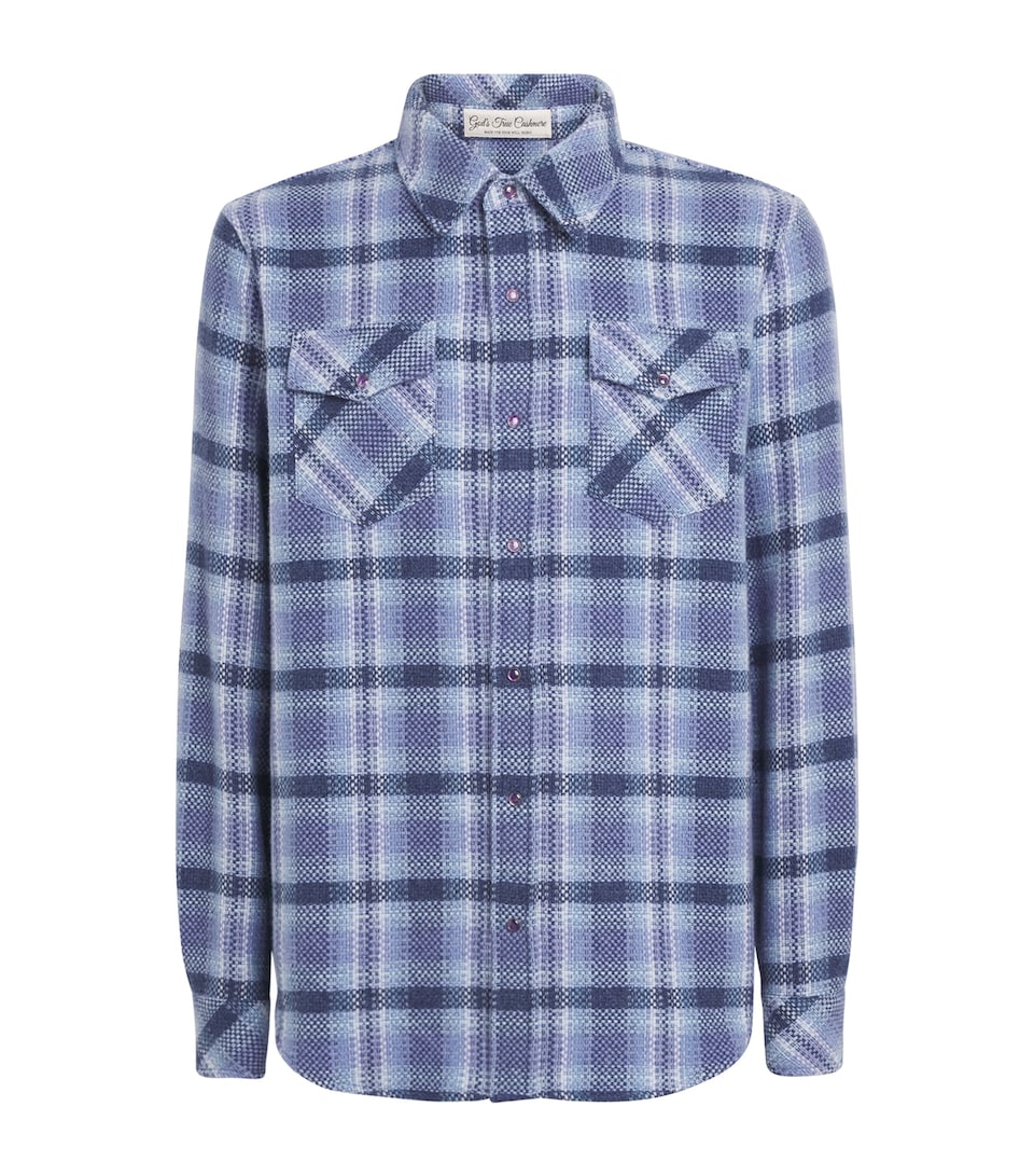God's True Cashmere Mens Cashmere Check Uniform Shirt Amethyst