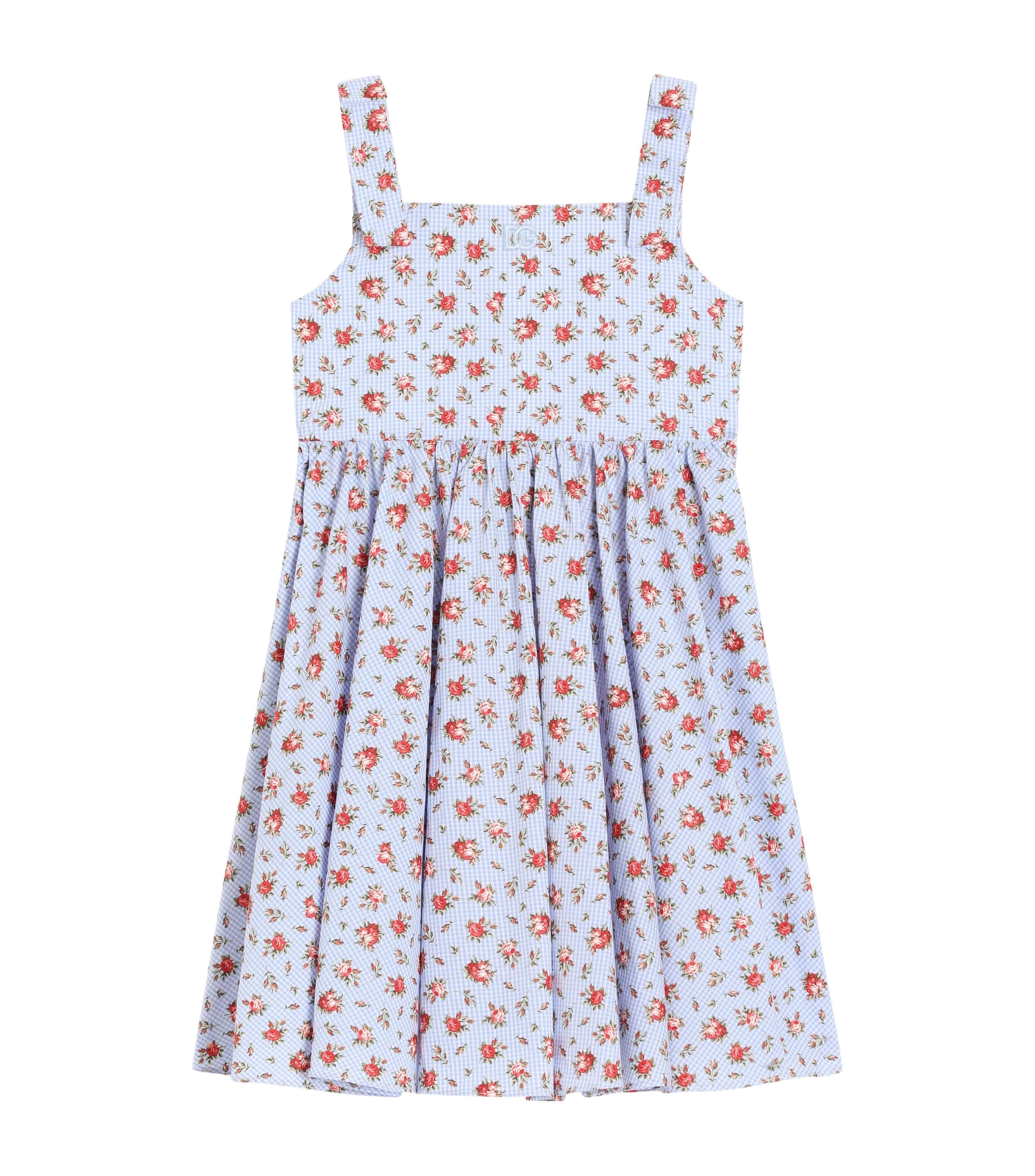 Dolce&Gabbana Kids Cotton Rose-Print Dress (8-12+ Years) Roselline F.ce