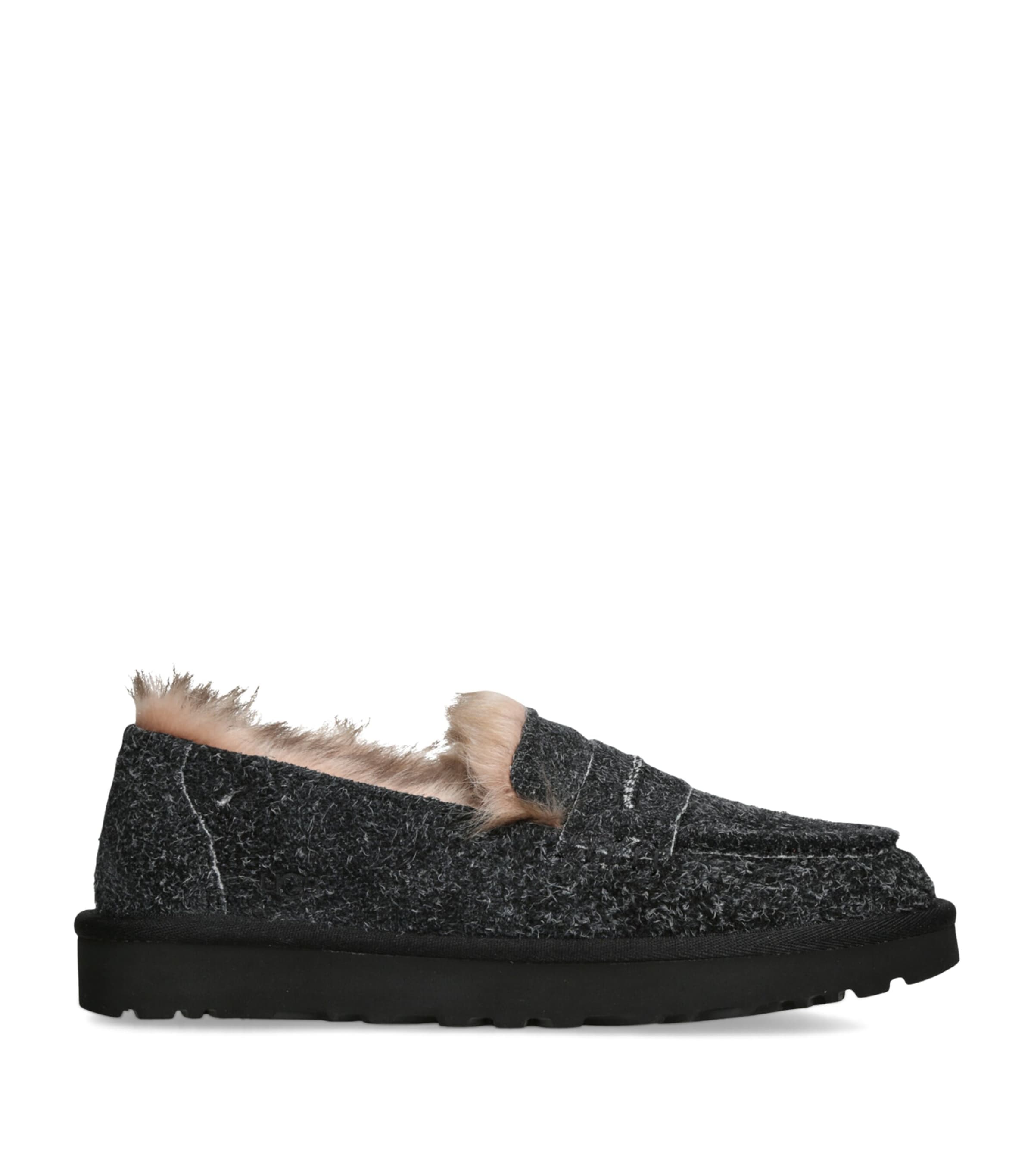 UGG Textured Suede Ellis Loafers Black
