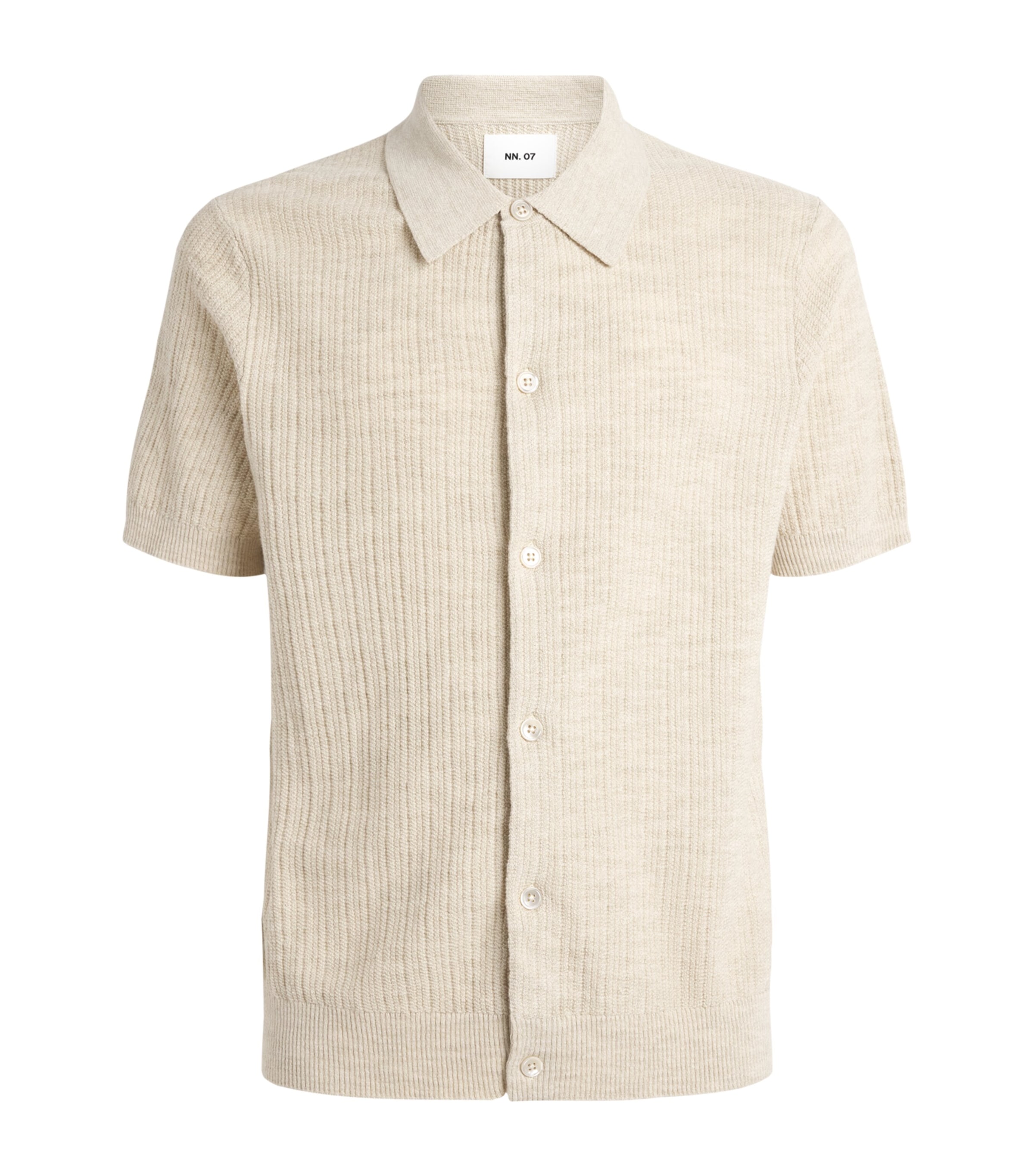 NN.07 Mens Organic Cotton Knit Polo Shirt Ivory Mouline