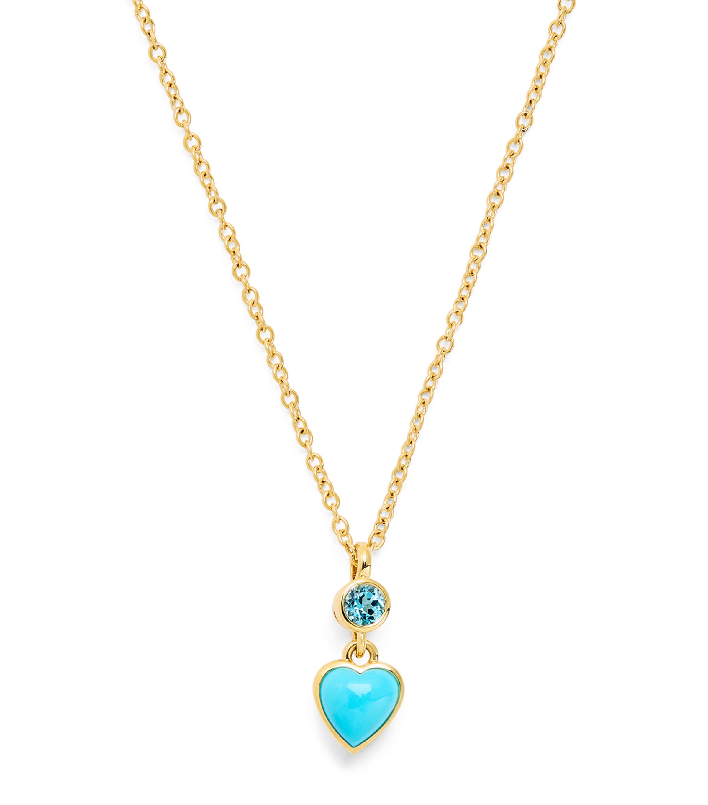 Yellow Gold and Topaz Blue Heart Necklace