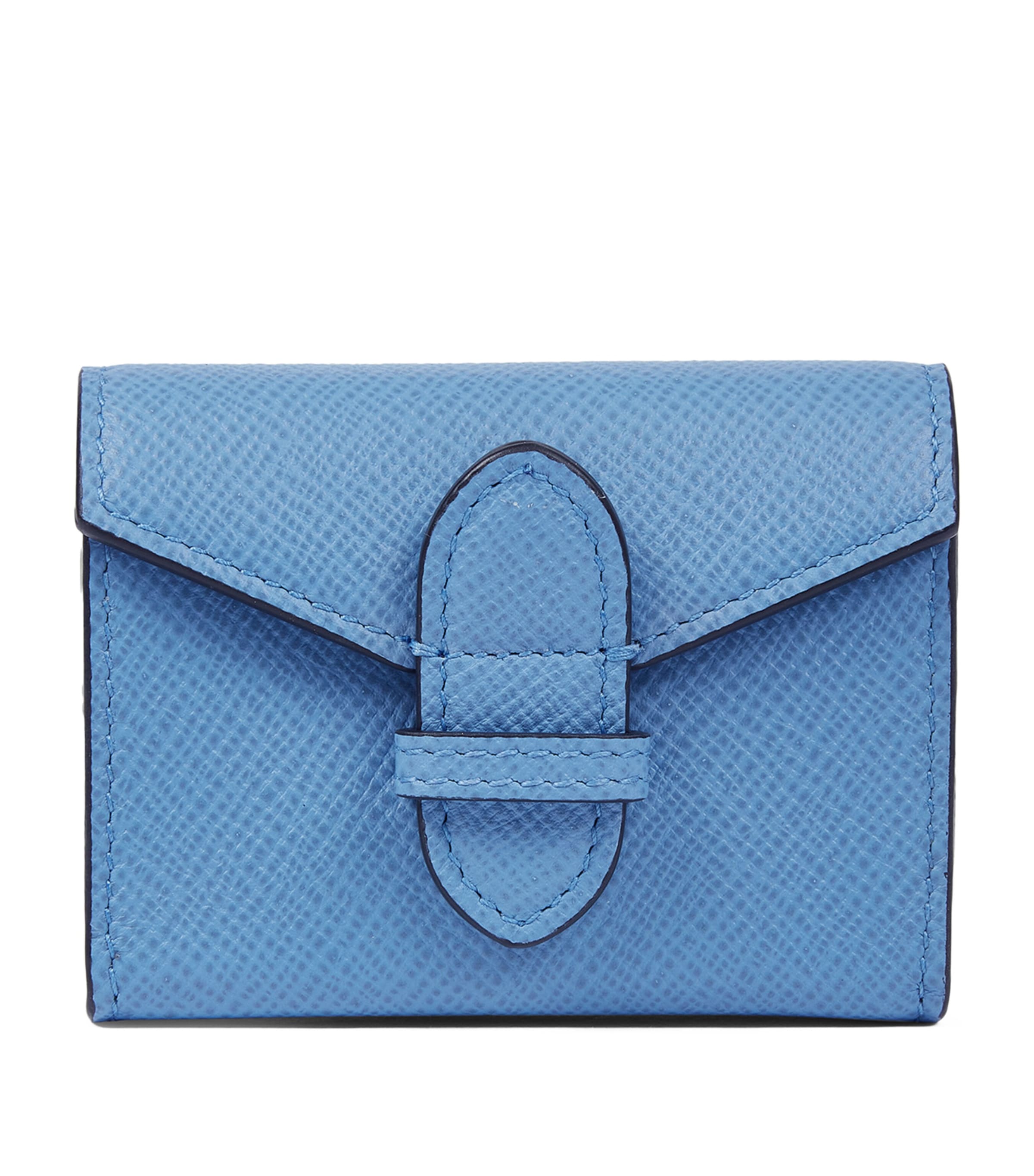 Smythson Leather Panama Playing Card Case Nile Blue