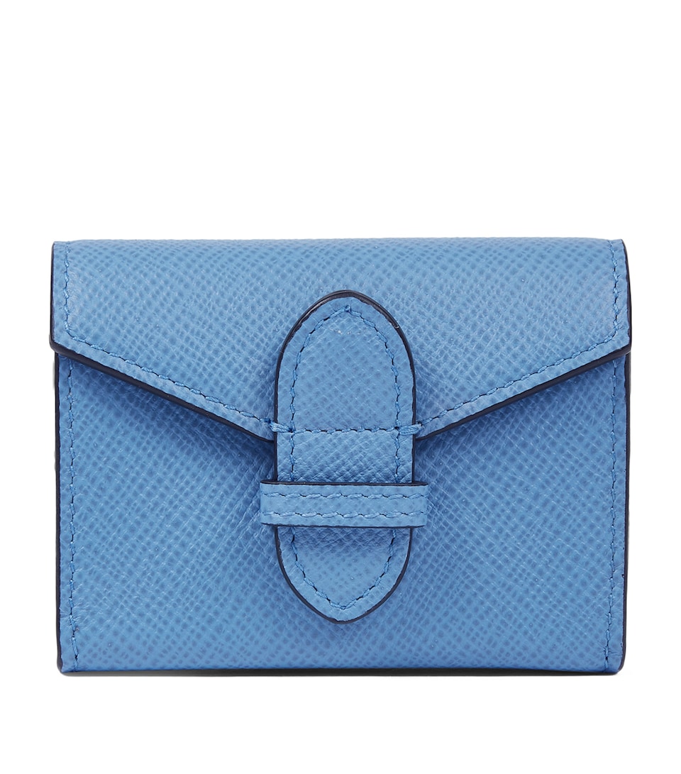 Smythson Leather Panama Playing Card Case Nile Blue