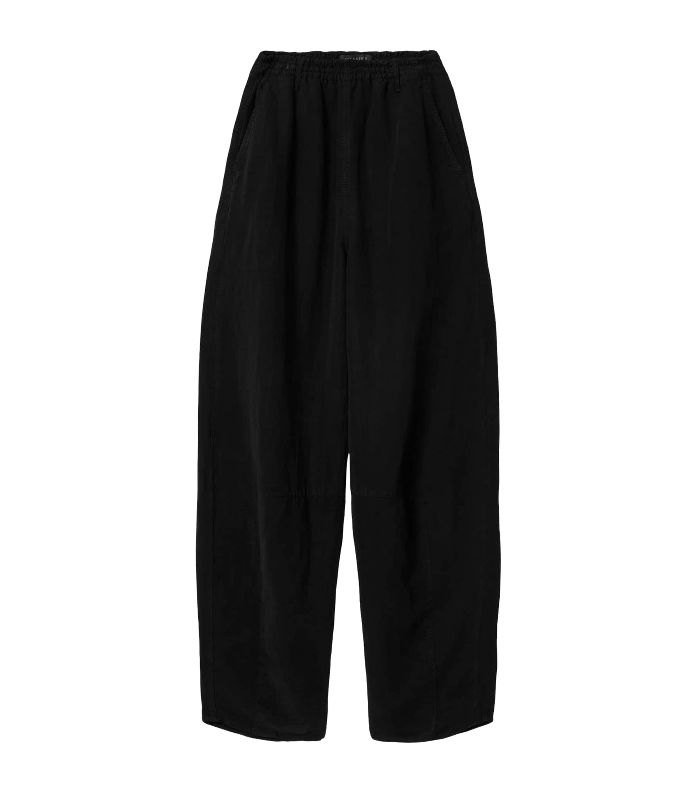 AllSaints Womens Lyocell-Linen Jet Wide-Leg Trousers Black