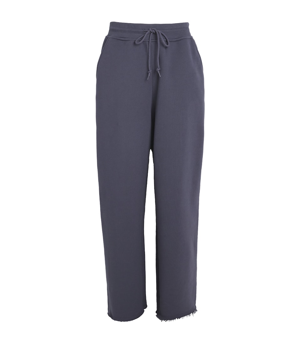 Cotton Raw Hem Wide-Leg Sweatpants