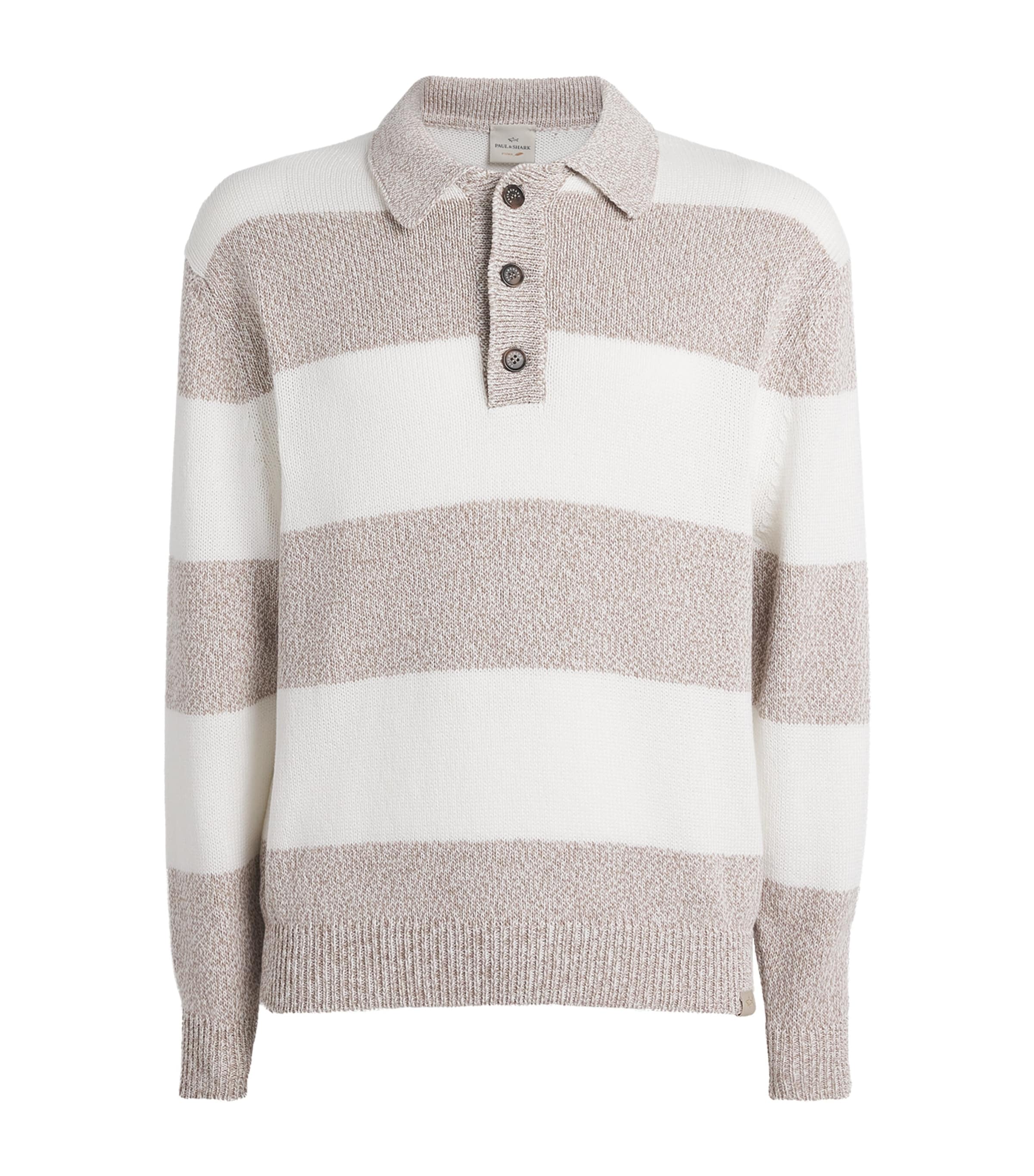 Cotton Stripe Polo Sweater