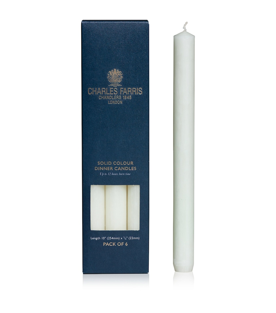Charles Farris Dinner Candles (Box of 6) White