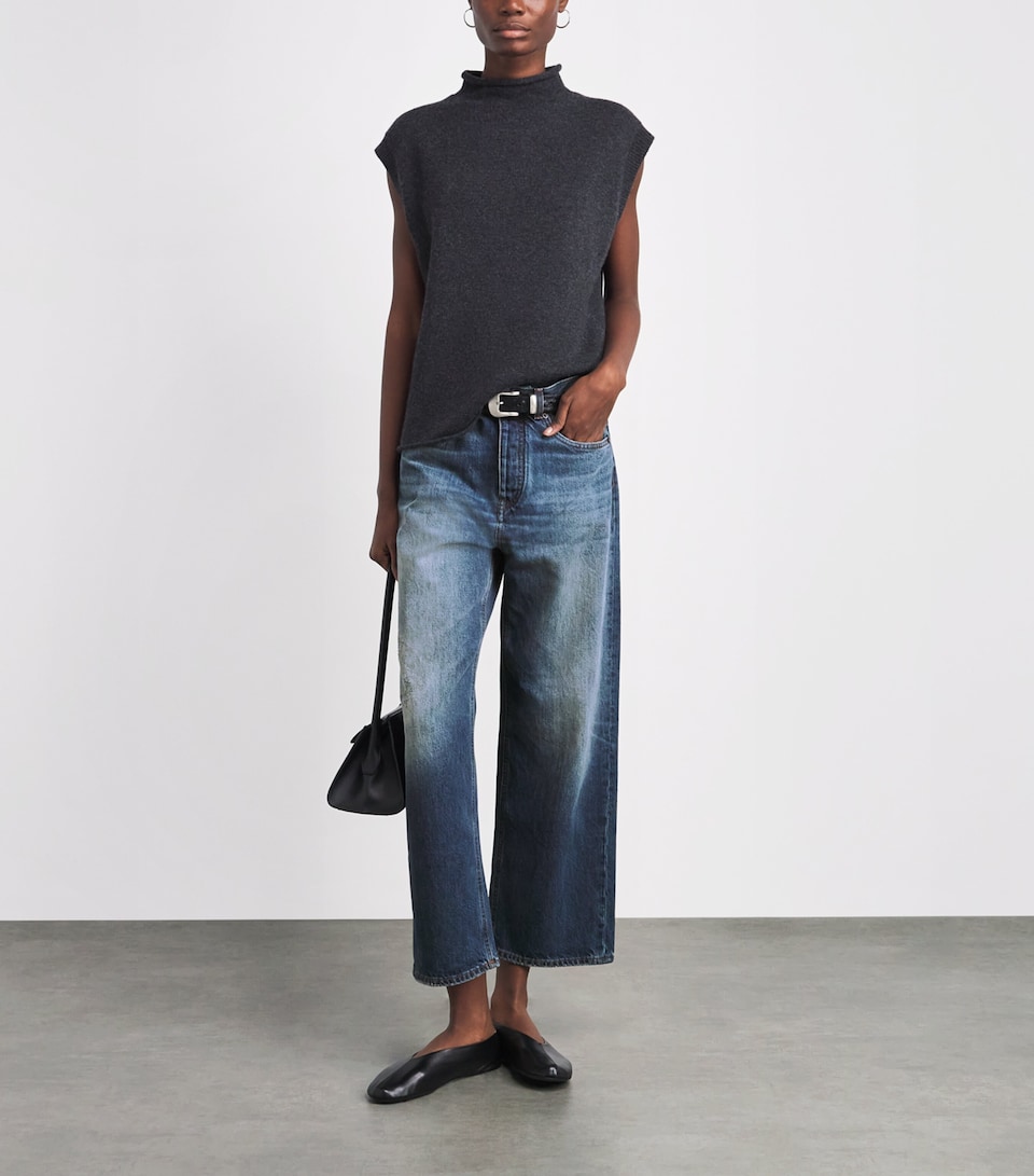 ME+EM Womens Cropped Straight Jeans Authentic Dark Wash