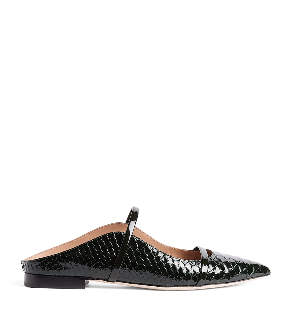 Malone Souliers Embossed Leather Maureen Mules Evergreen