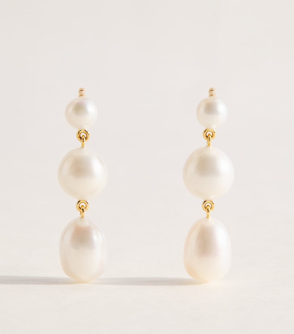 Sophie Bille Brahe Yellow Gold and Pearl Amis de Luce Earrings Yellow Gold