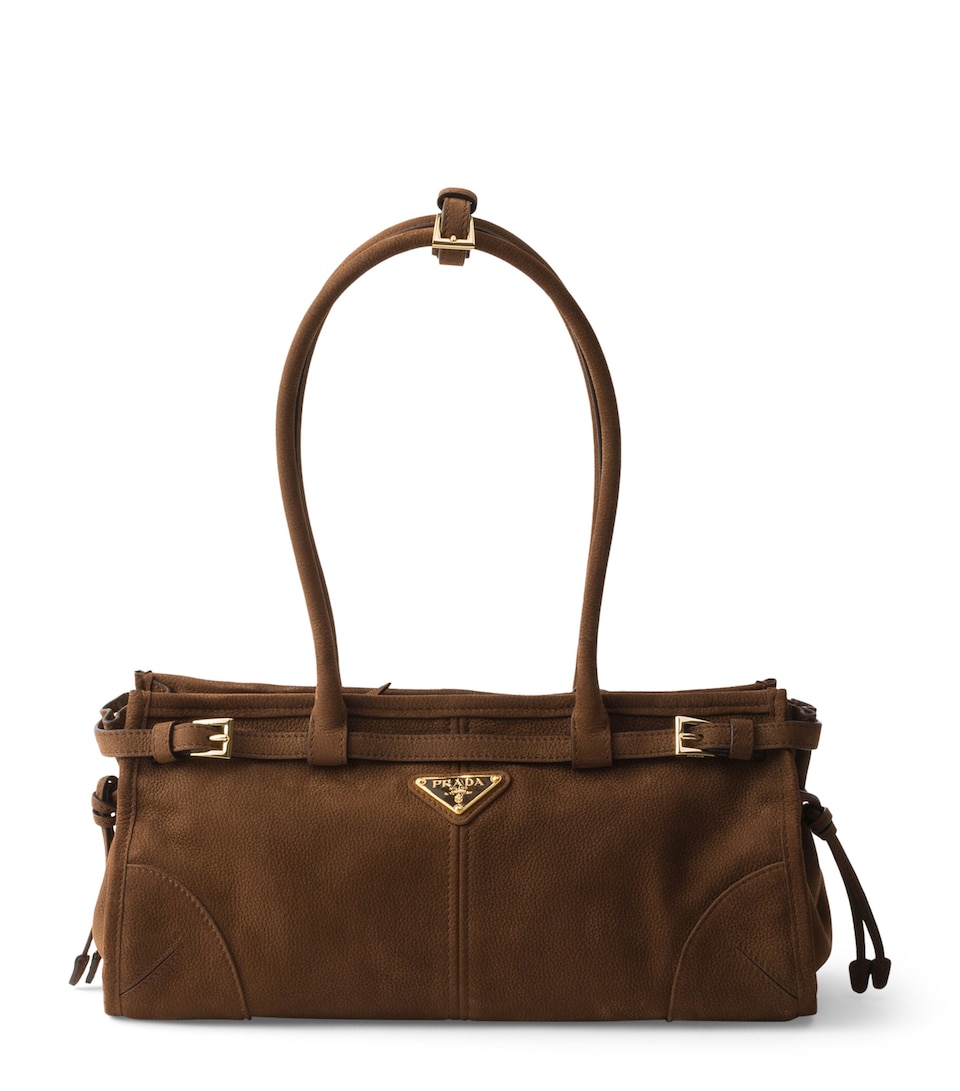 Prada Medium Nubuck Leather Bonnie Top-Handle Bag Brown