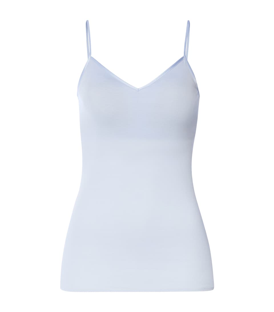 Hanro Womens Pima Cotton Seamless Padded Camisole Blue Dove