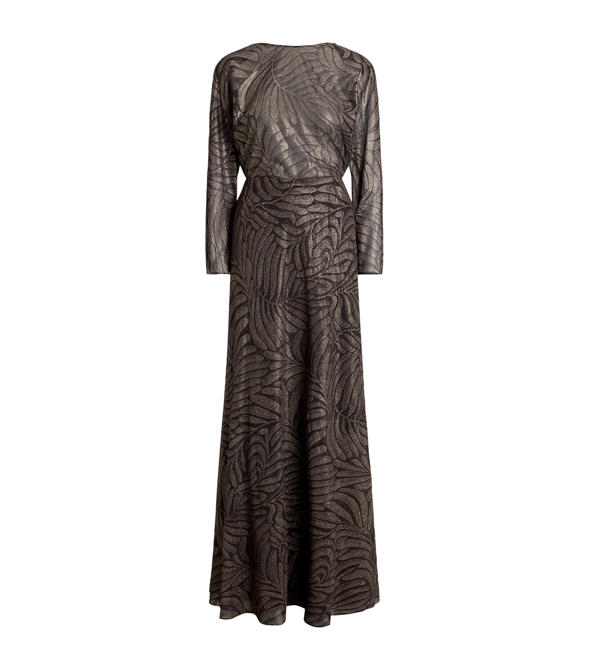 Ralph Lauren Collection Womens Silk Chiffon Shannen Maxi Dress Espresso Multi