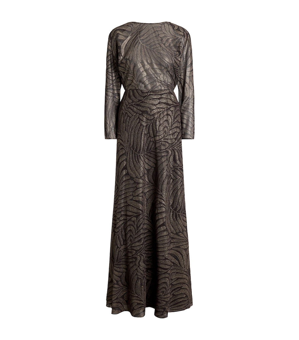 Ralph Lauren Collection Womens Silk Chiffon Shannen Maxi Dress Espresso Multi