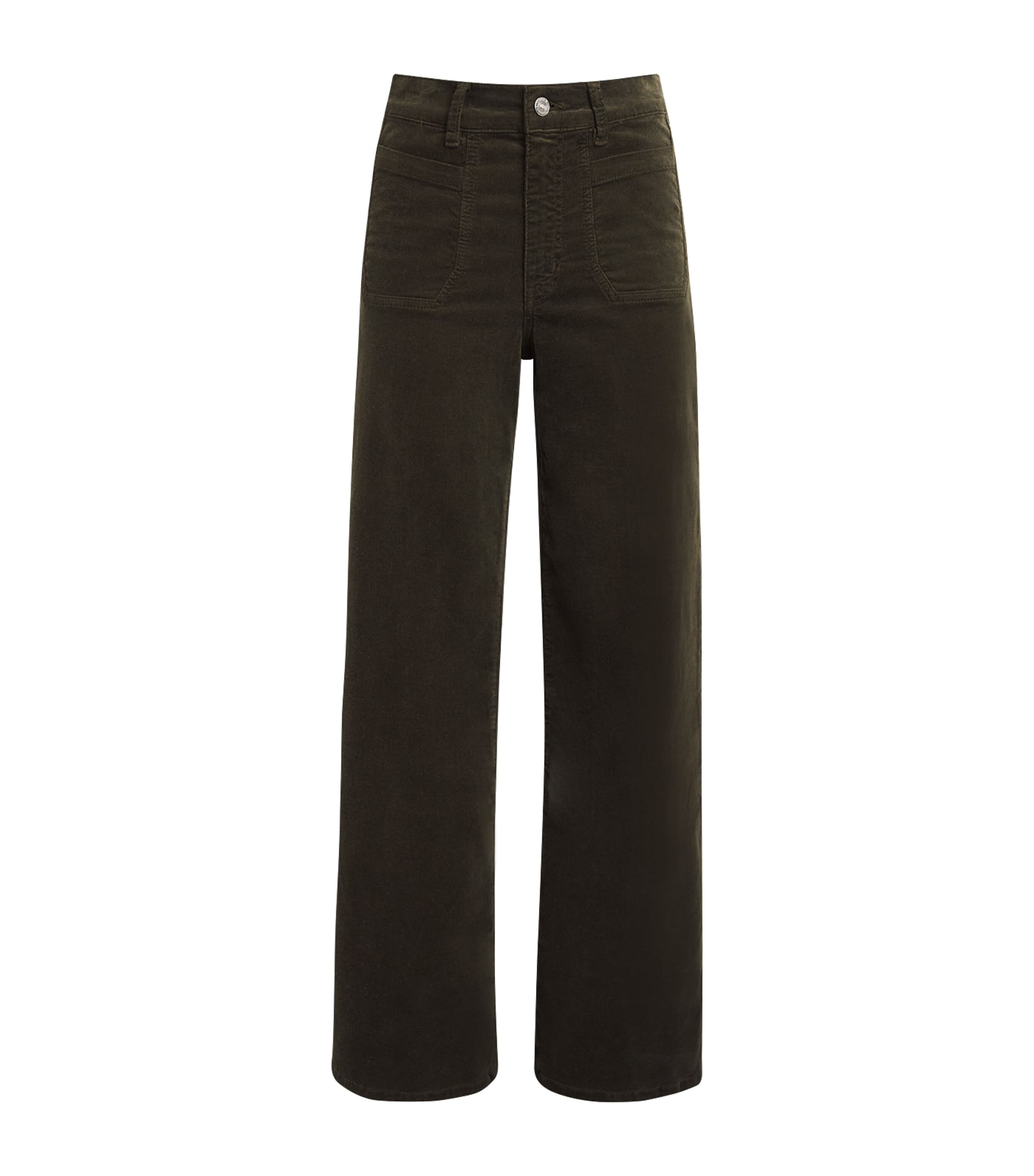 FRAME Womens Corduroy Le Slim Palazzo Wide-Leg Jeans Rich Military